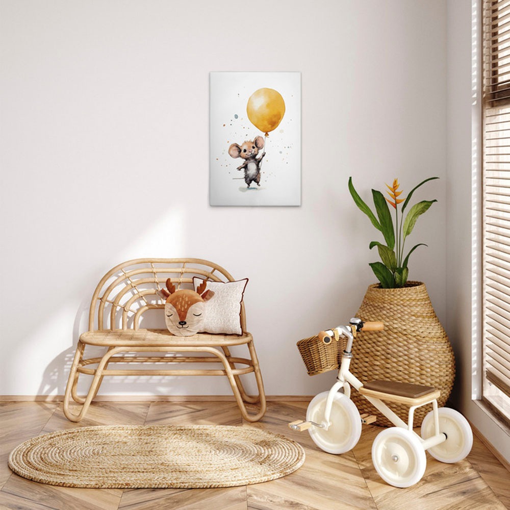 A.S. Création Leinwandbild »Cute Mouse Yellow - Wandbild Weiß Braun Keilrah günstig online kaufen