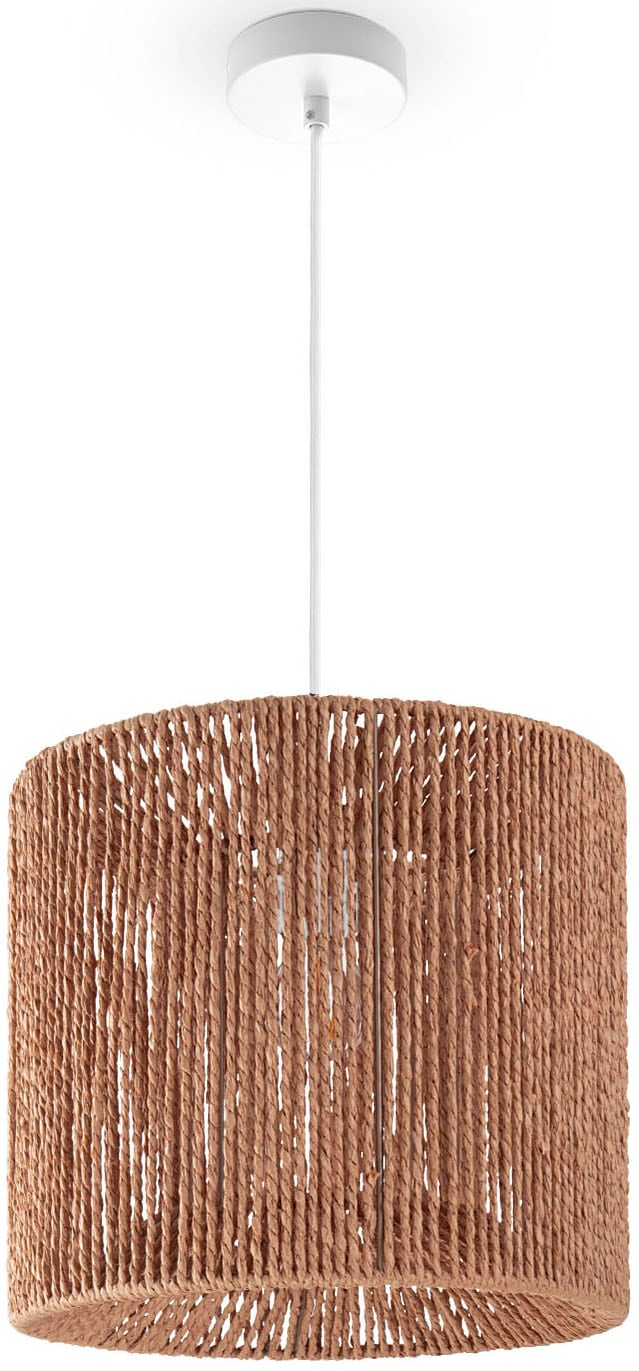 Paco Home Pendelleuchte »Hugo Ramira«, Leuchtmittel E27 | ohne Leuchtmittel, Wohnzimmer Esszimmer Rattan Optik Boho Schirm Papier E27 Modern