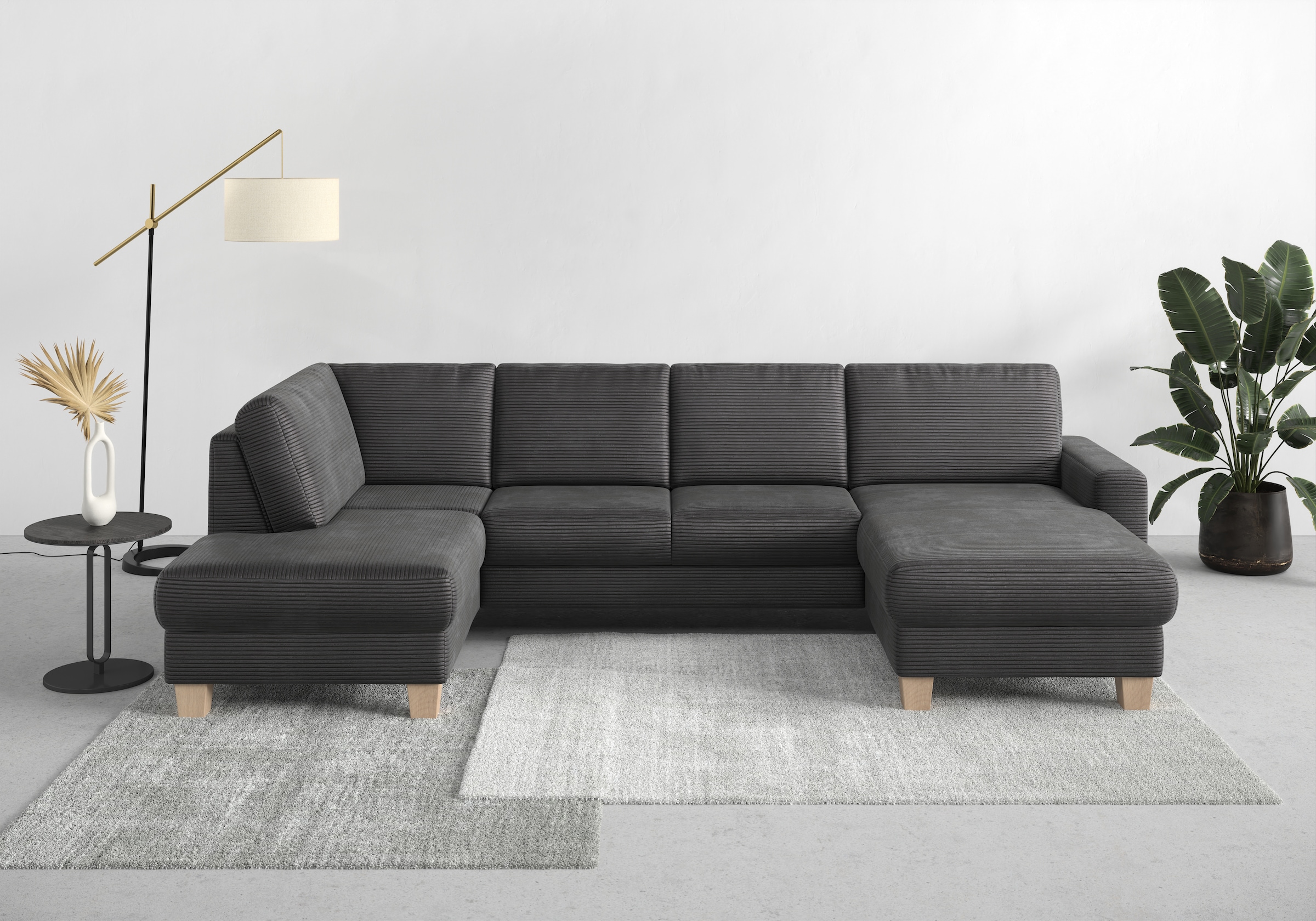 Home affaire Wohnlandschaft »Summer U-Form«, mit oder ohne Bettfunktion und Bettkasten, Cord-Bezug