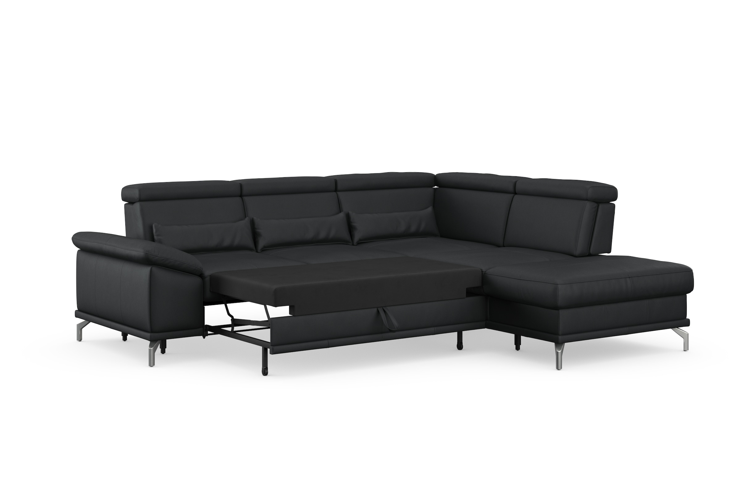 sit&more Ecksofa »Cabrio L-Form, mit Sitztiefenverstellung, Arm- und Kopfteilverstellung«, 3 Nierenkissen, Federkern, optional Bettfunktion und Stauraum