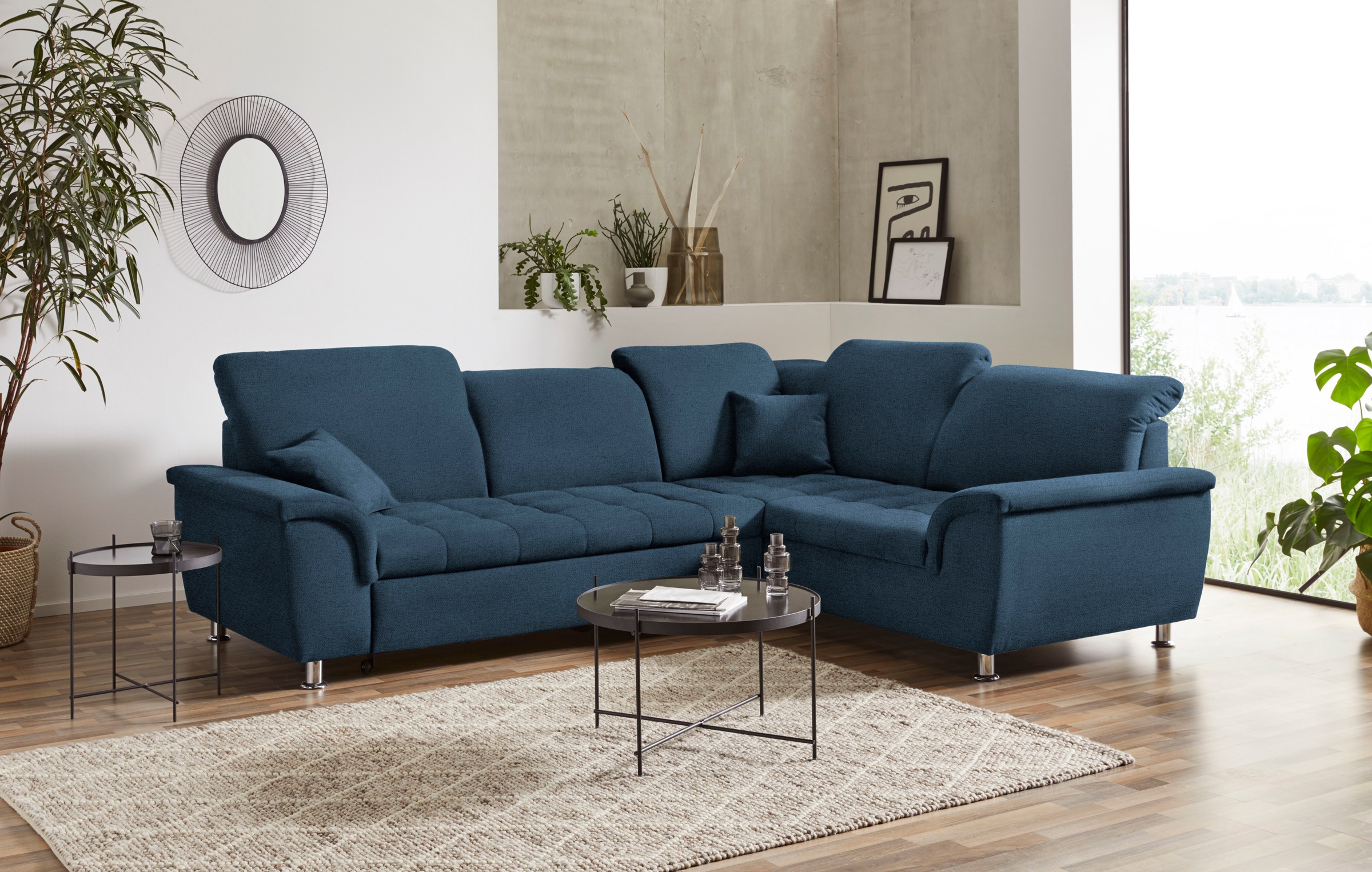 DOMO collection Ecksofa »Franzi, zeitlos und elegant, moderne Sitzheftung, günstig online kaufen