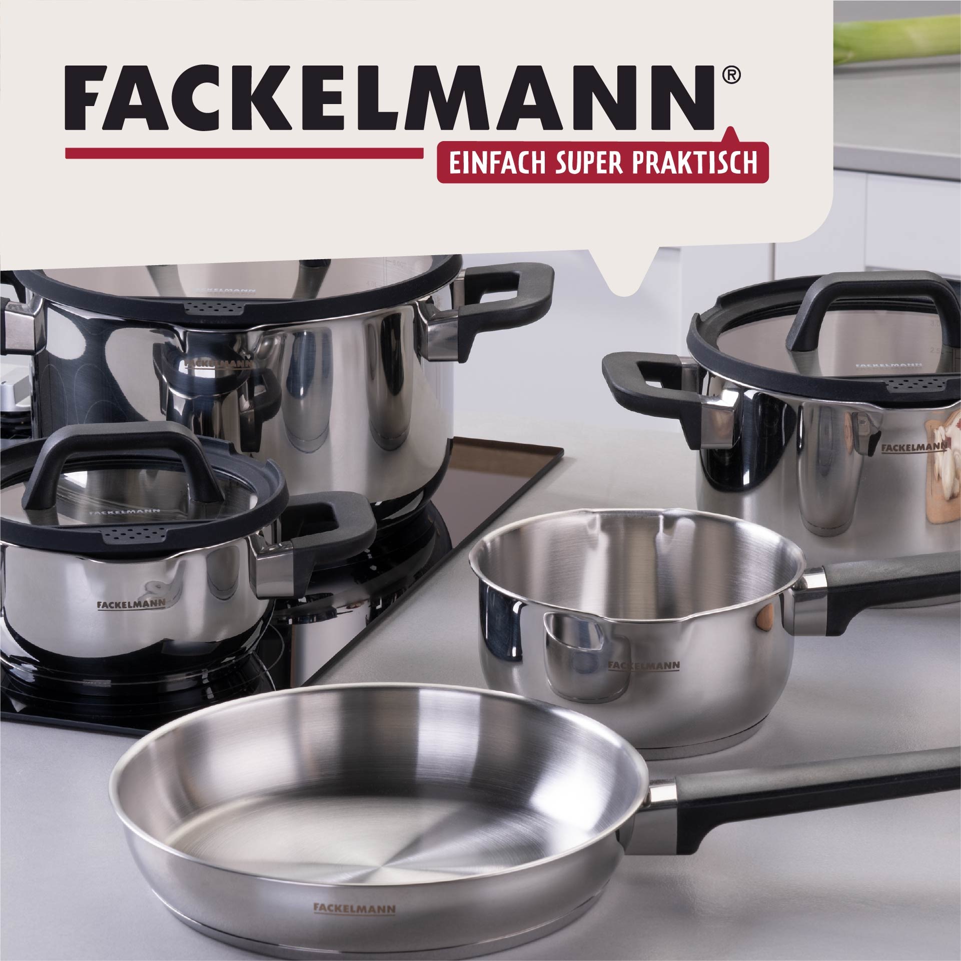 FACKELMANN Topf-Set »Elmau« Edelstahl Set, 8 Stk. tlg. Deckel mit Abgießfun günstig online kaufen