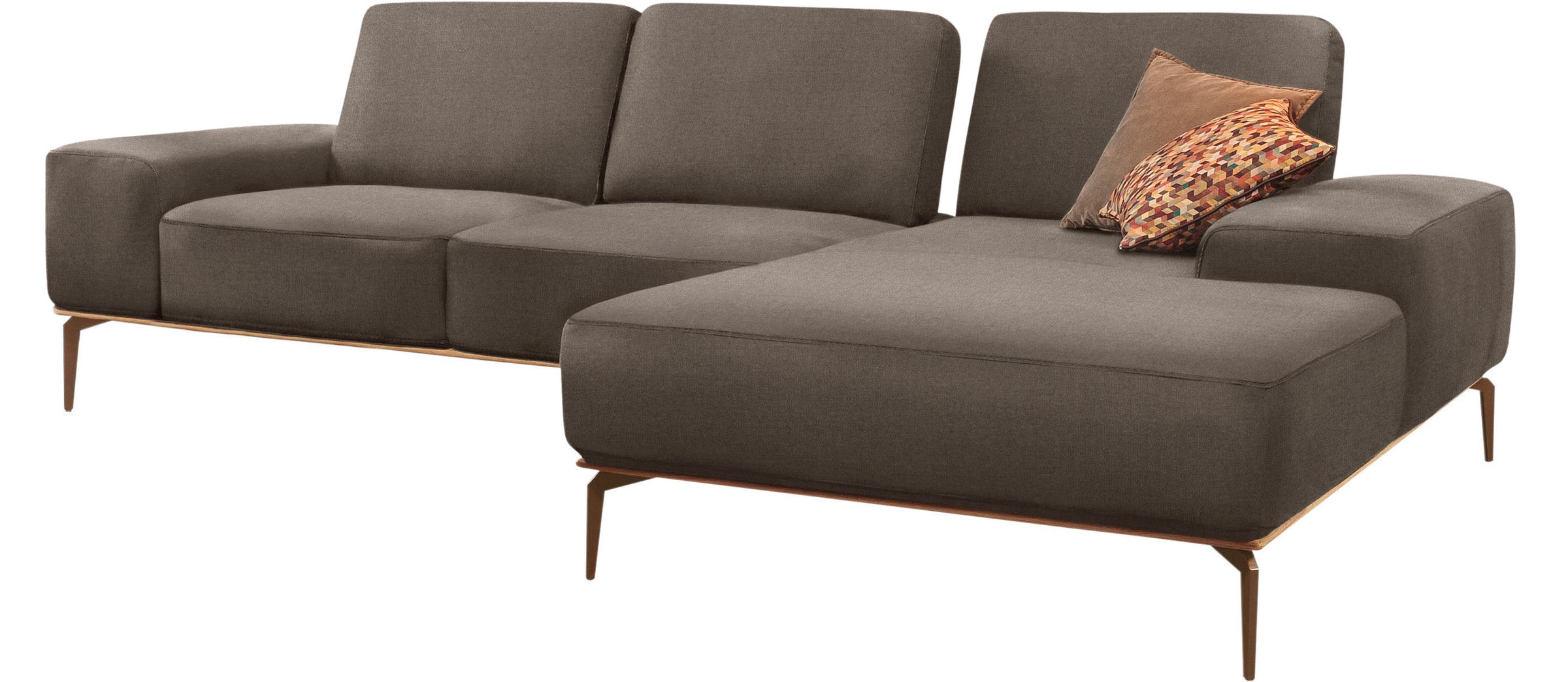 W.SCHILLIG Ecksofa »run, Designsofa mit tollem Sitzkomfort, L-Form«, mit Holzsockel, Füße in Bronze pulverbeschichtet, Breite 299 cm