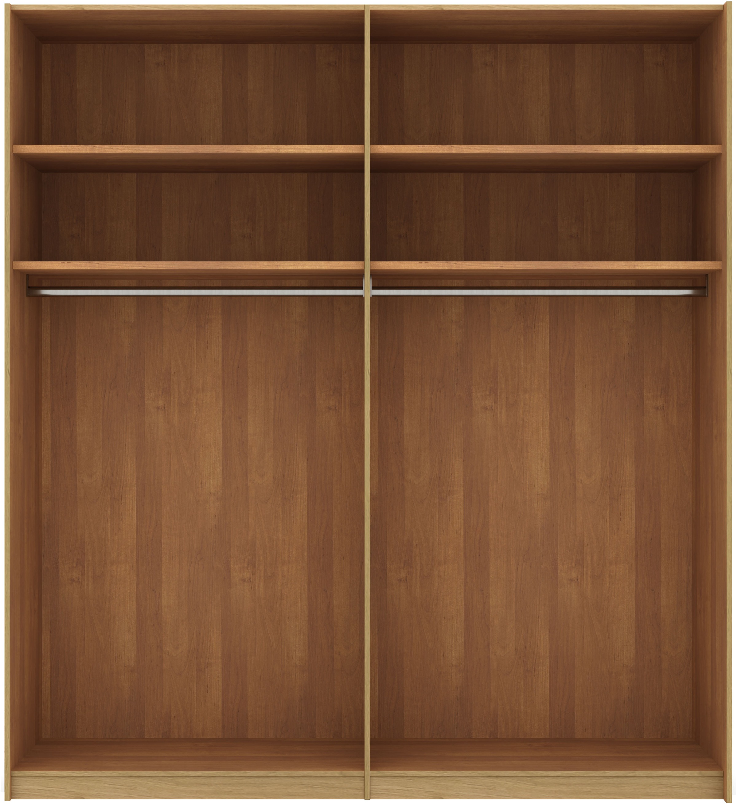 Musterring Schwebetürenschrank »Savona, Kleiderschrank, Schrank, Garderobe, mit Schiebetüren«, (Teilmassiv Bianco-Eiche, mit Spiegel oder Glas, MADE IN GERMANY), Türen Bianco-Eiche massiv, Spiegel-/Glastüren, eingelegte Chromleiste