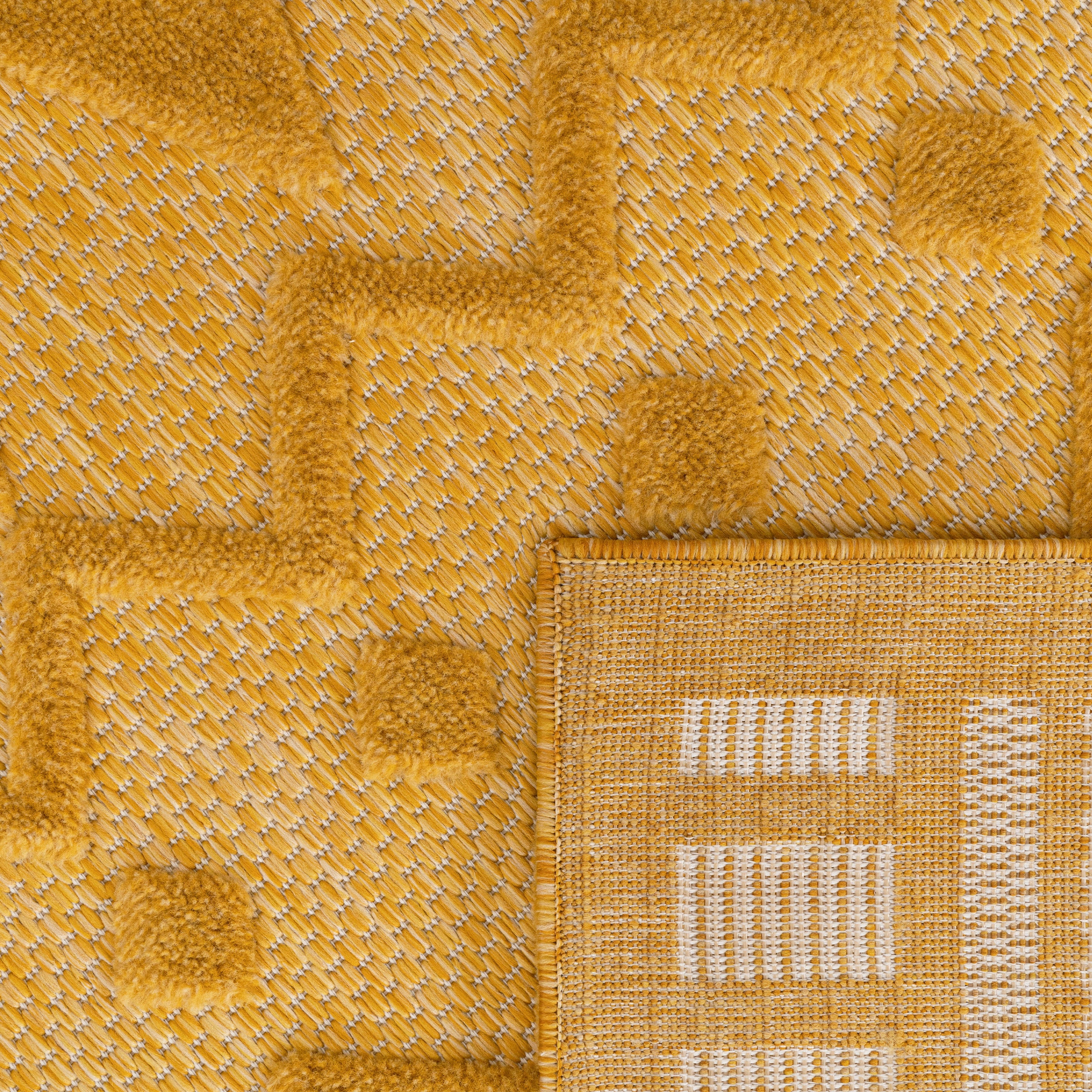 Paco Home Teppich »Livorno 671«, bestellen geeignet Scandi, bequem Outdoor schnell und Uni-Farben, Hoch-Tief Muster, Rauten Effekt, rechteckig