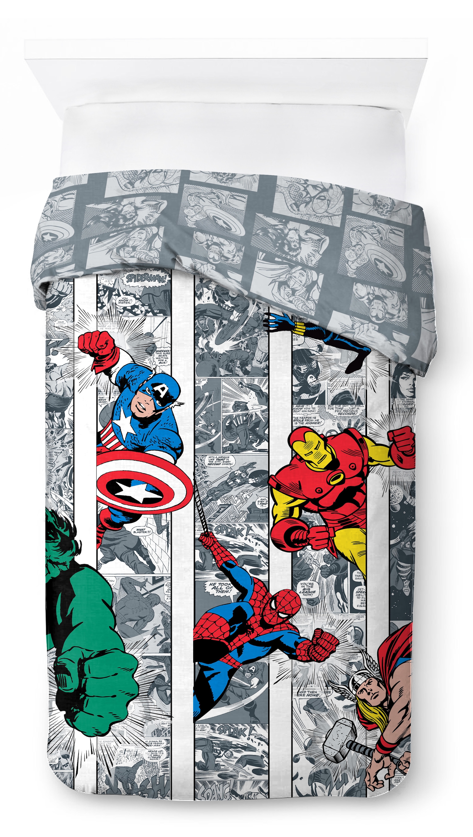 MARVEL Kinderbettwäsche »Marvel Comics Bettbezug-Set 135x200 cm + Kissenbezug 80x80 cm« 2 tlg. 100 % Baumwolle, maschinenwaschbar, wendbar