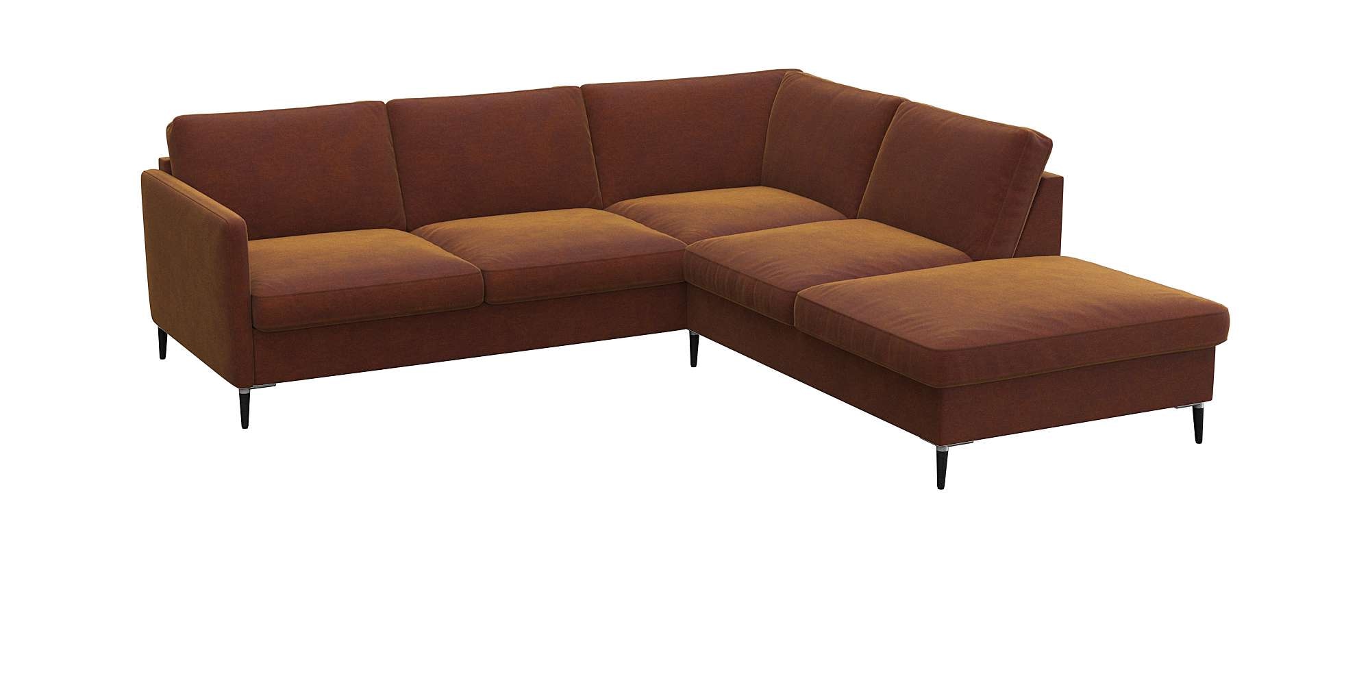 FLEXLUX Ecksofa »Fiore, L-Form«, schmale Armlehnen, Füße Alu/schwarz, B/T 234/225cm, Kaltschaum im Sitz