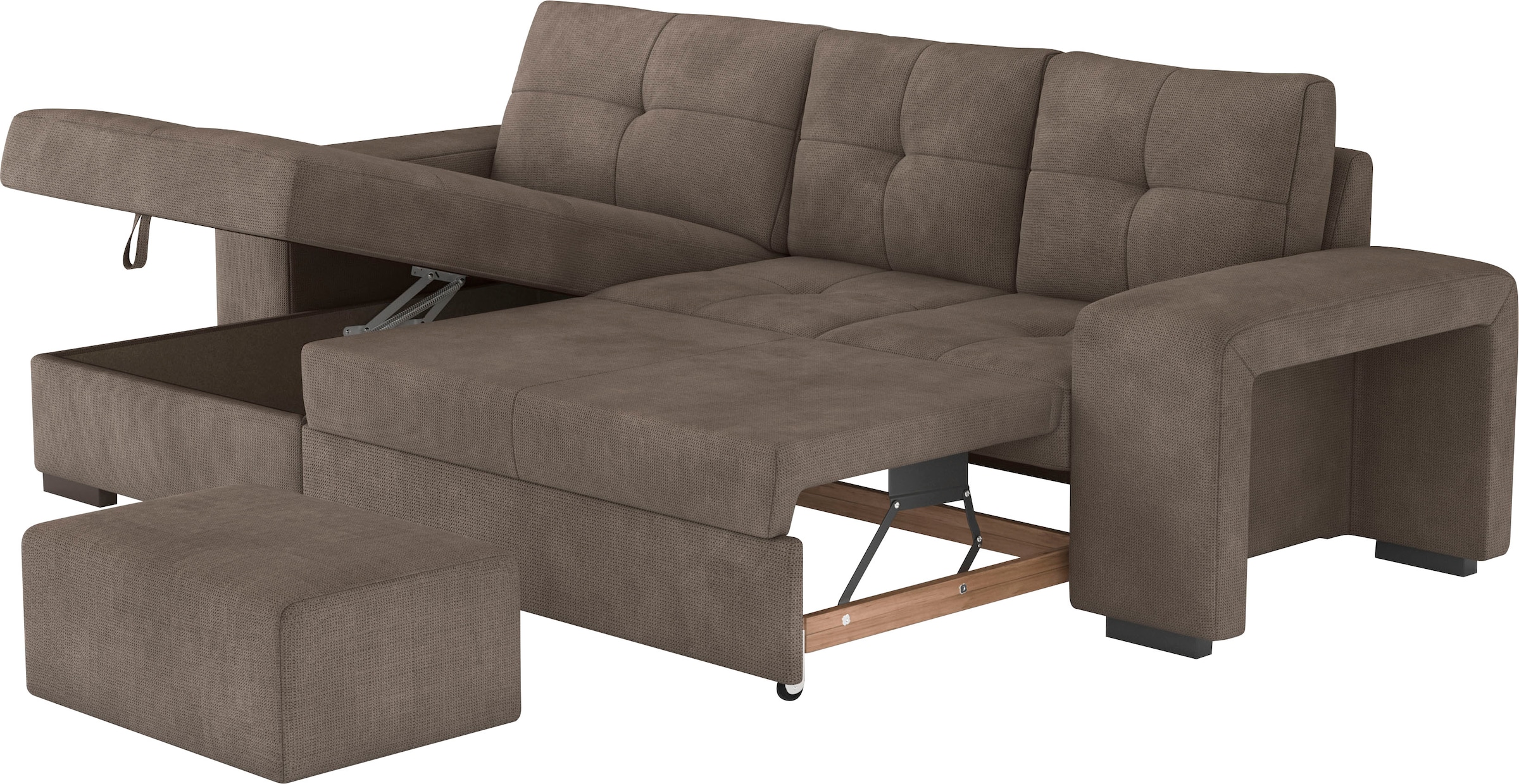 COTTA Ecksofa »Mattina L-Form«, mit Hocker, wahlweise mit Bettfunktion & Bettkasten