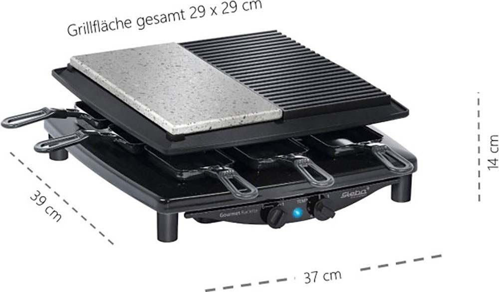 Steba Raclette »RC 4 Plus«, 8 St. Raclettepfännchen, 1450 W