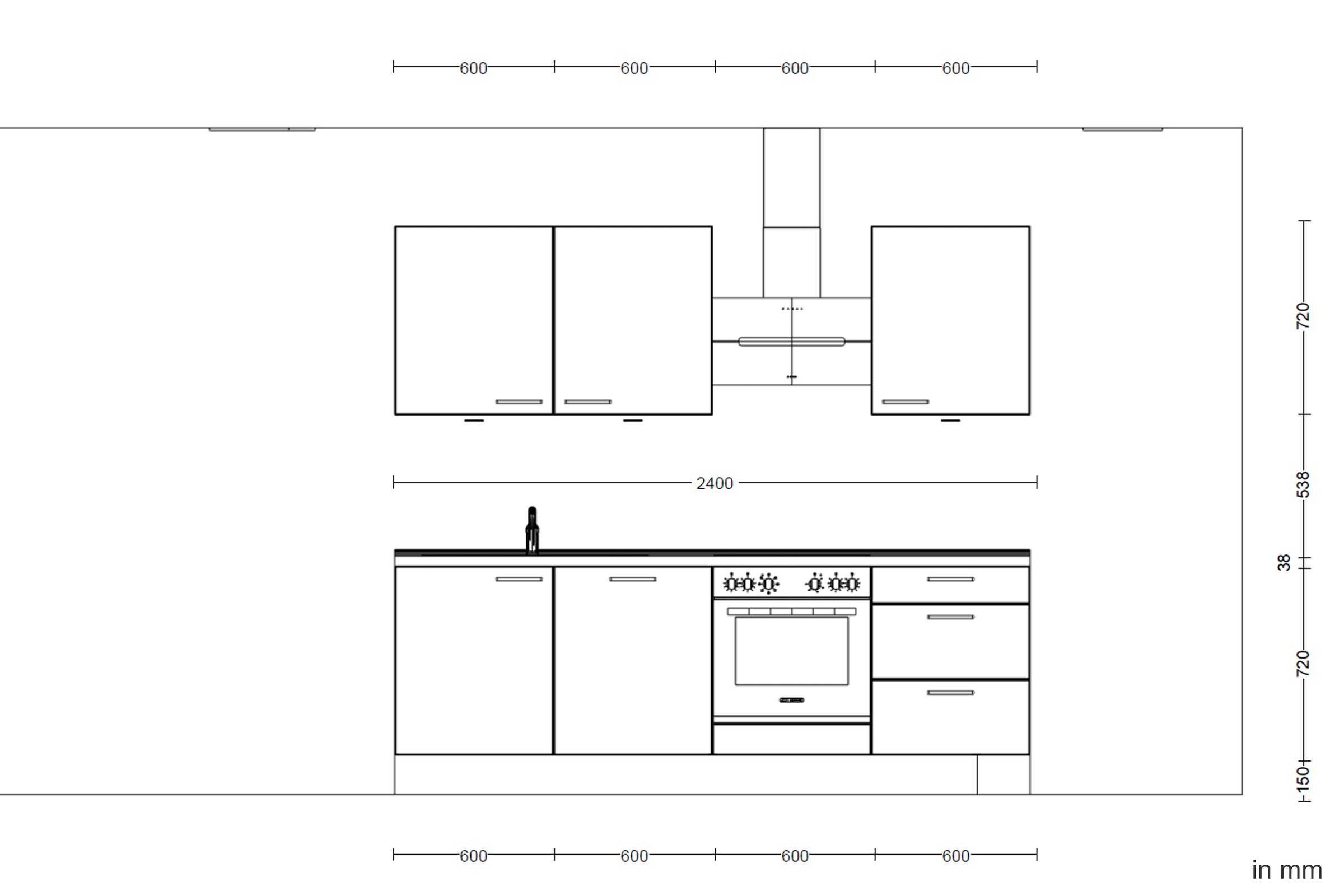 nobilia® Küchenzeile »"Cascada II"«, vormontiert, Breite 240 cm, Ausrichtung wählbar, wahlw. mit E-Geräten