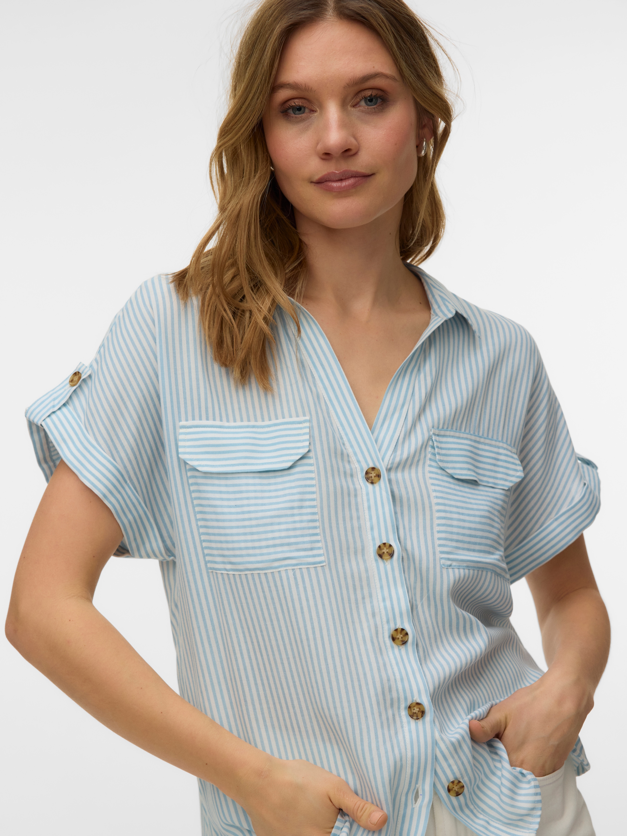 Vero Moda Kurzarmbluse »VMBUMPY S/S SHIRT WVN GA NOOS« Viskose, regular fit