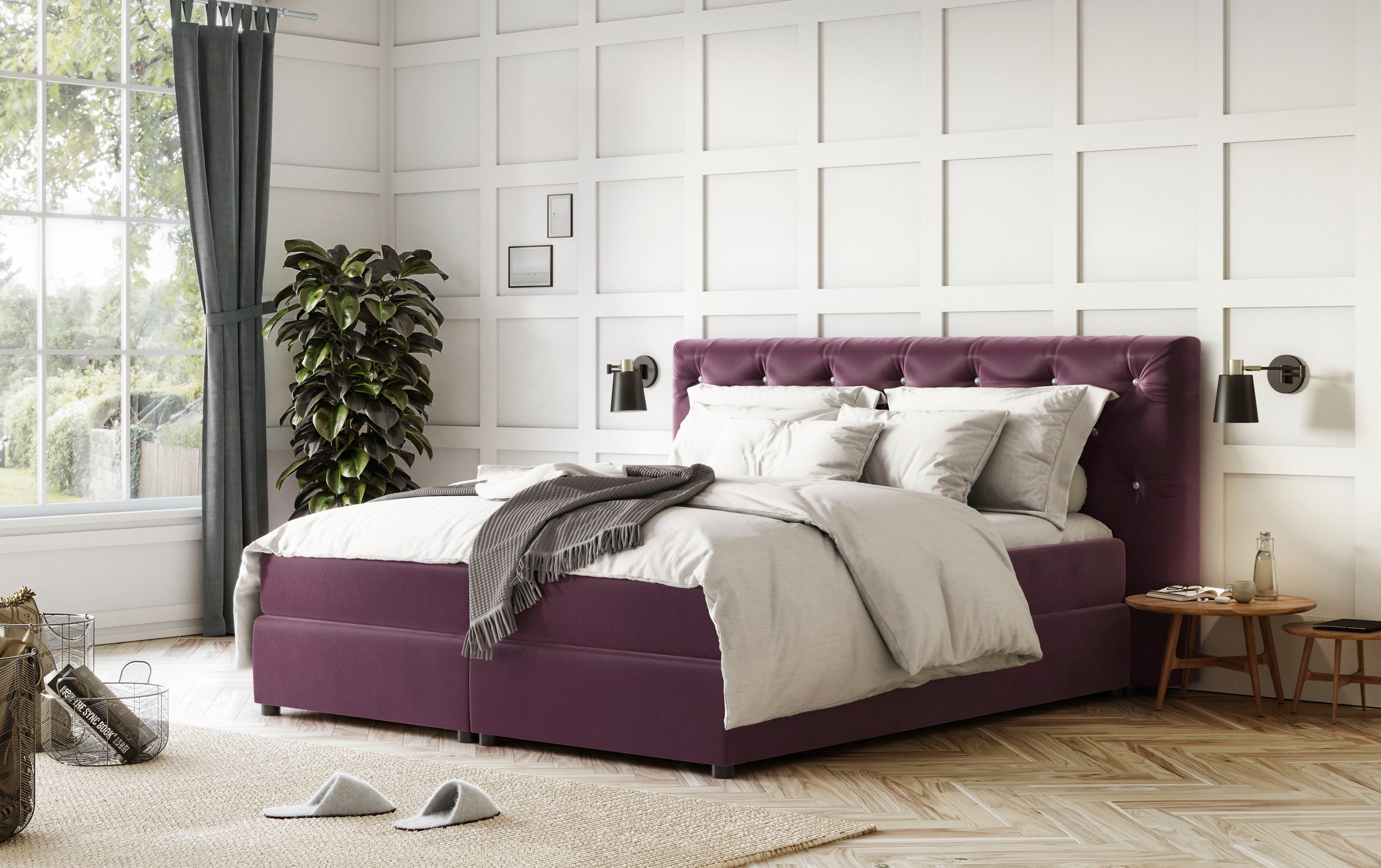 COTTA Boxspringbett »Castle«, mit Strasssteinen im Kopfteil, inkl. Topper