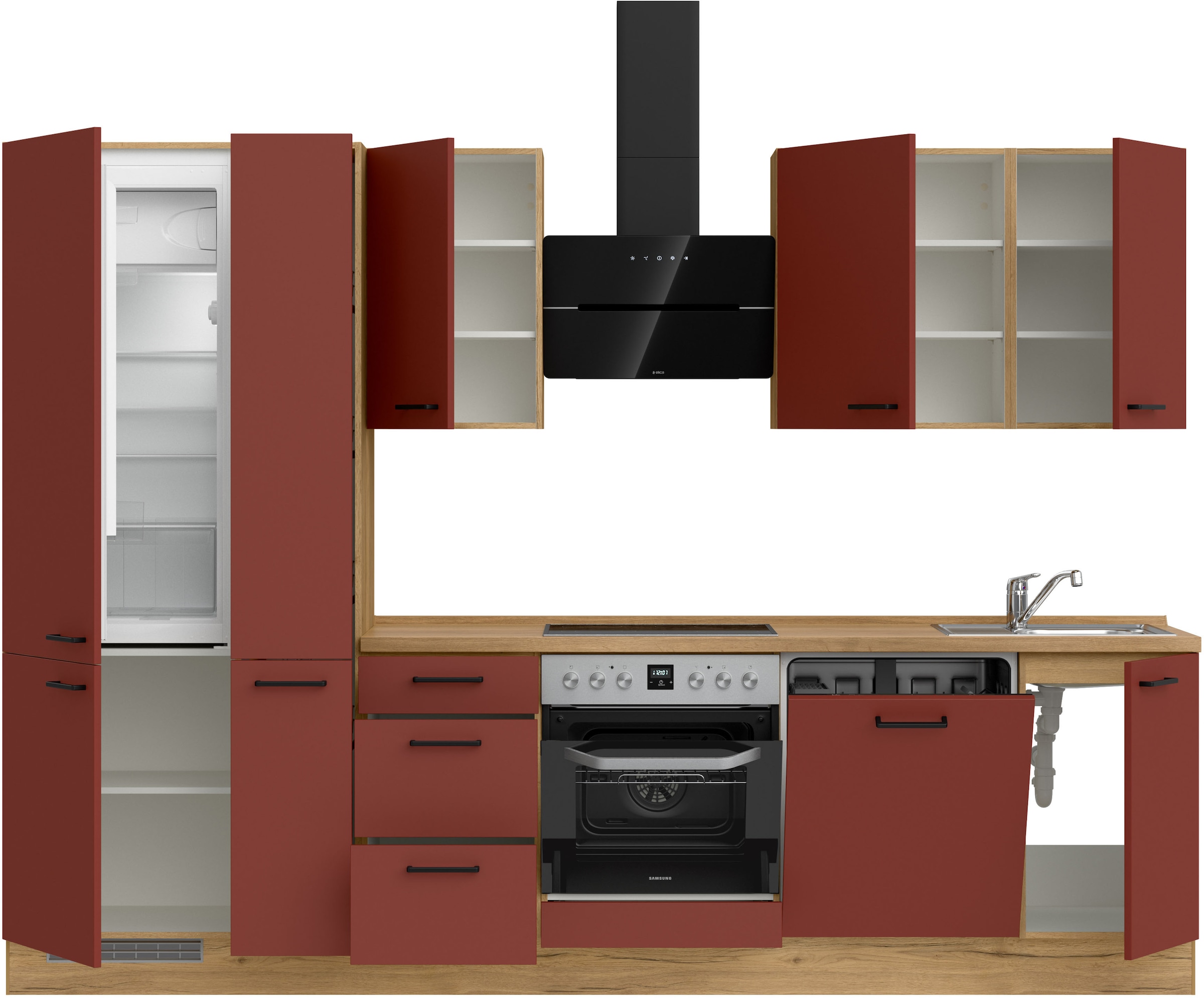 nobilia® Küchenzeile »"Easytouch II"«, vormontiert, Ausrichtung wählbar, Breite 300 cm, wahlw. mit E-Geräten