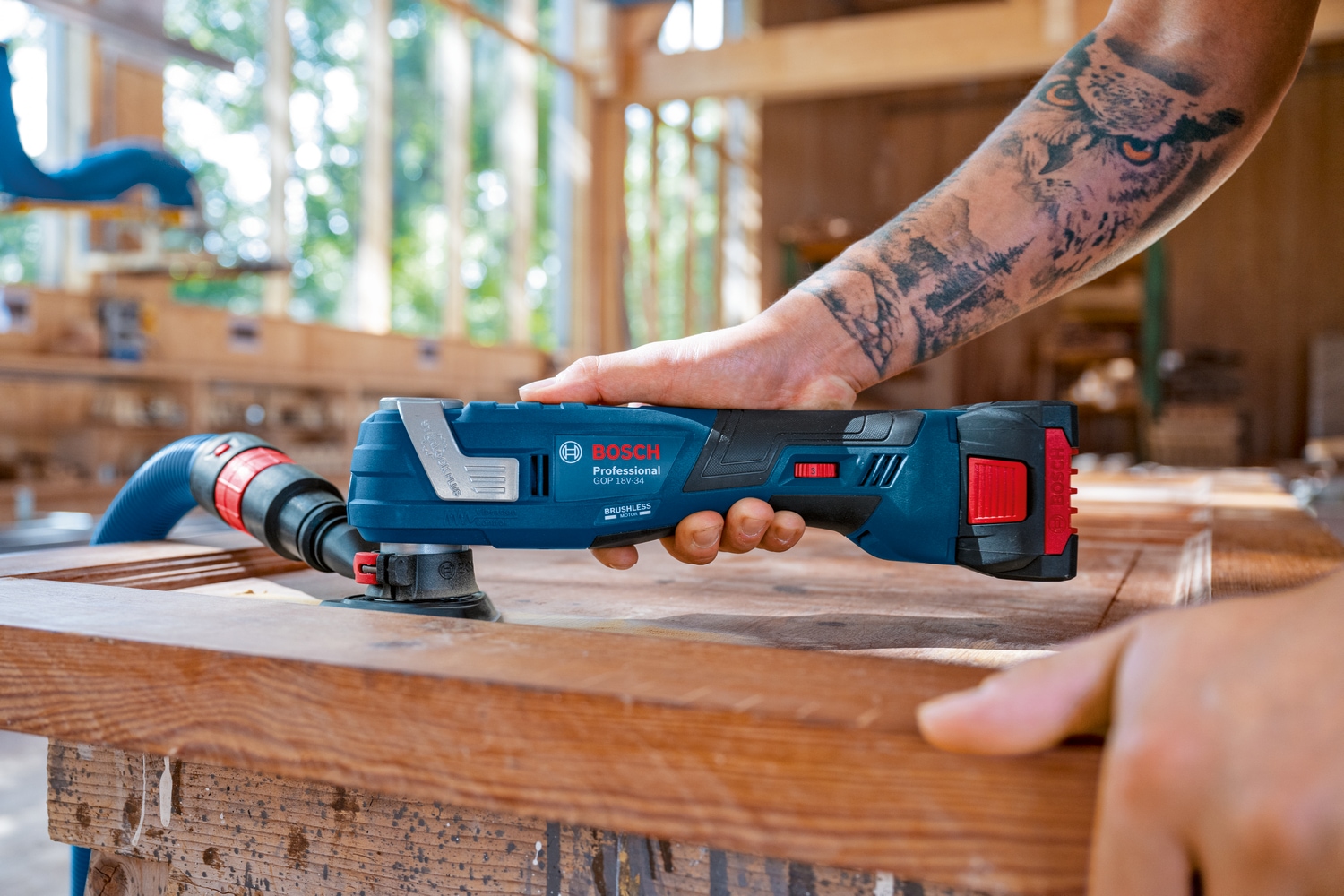 Bosch Professional Multischleifer »»GOP 18V-34««, Starlock Tauchsägeblätter+Zubehör in L-BOXX, ohne Akku und Ladegerät