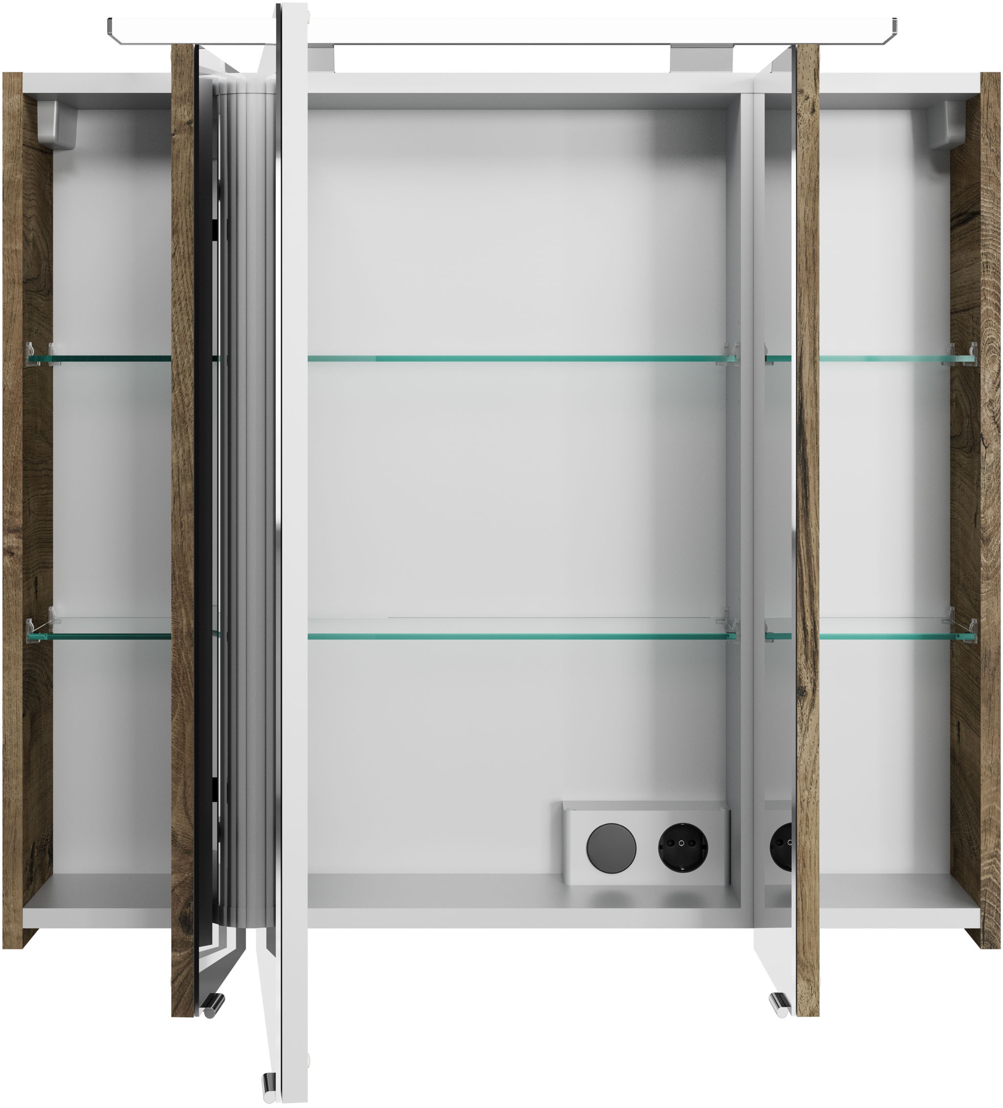 Saphir Badmöbel-Set »Serie 4010 2-teilig Keramik-Waschtisch mit LED-Spiegelschrank«, (Set), Badezimmer Set 84 cm breit, inkl. Türdämpfer, 3 Türen, 2 Schubladen