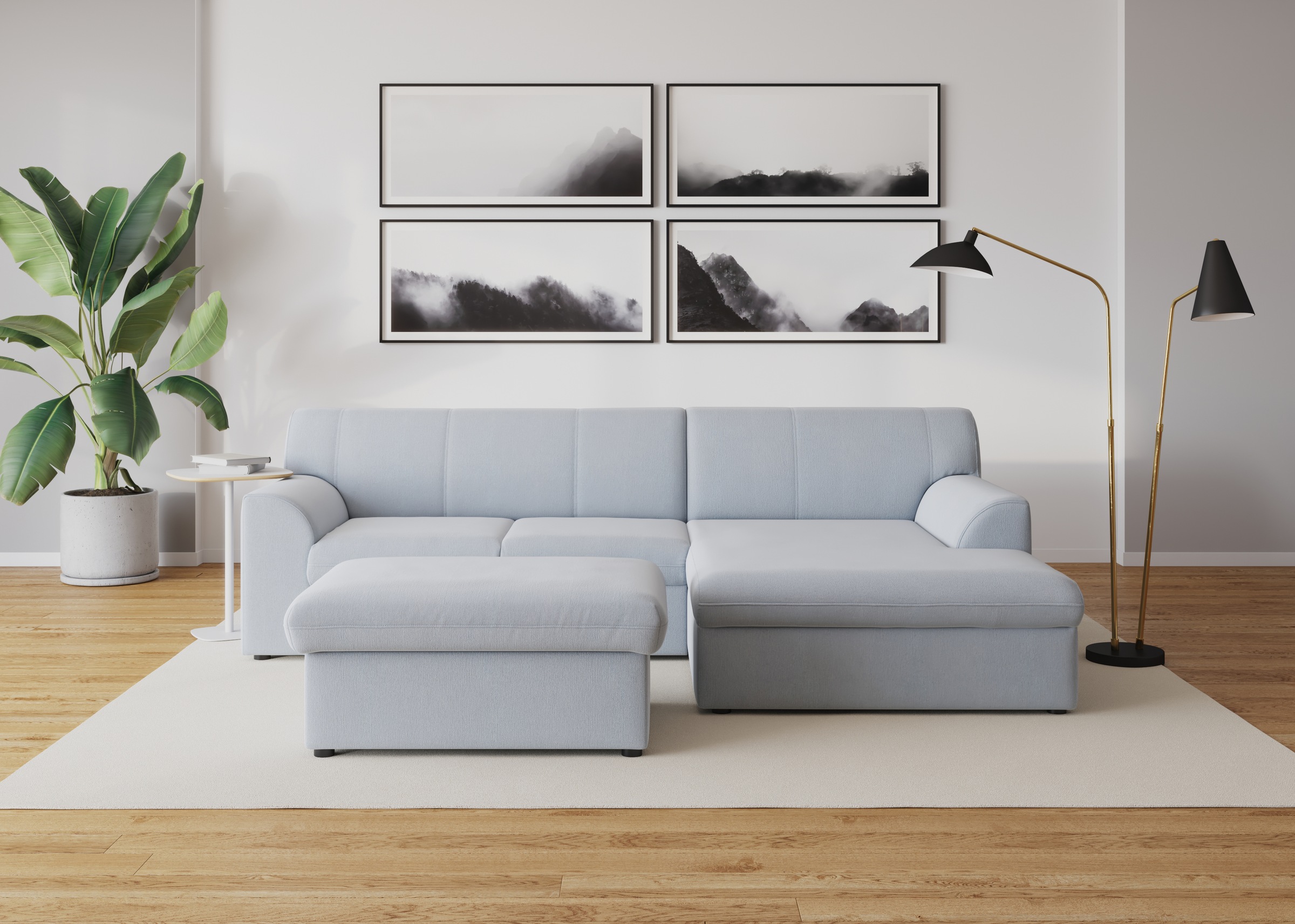 DOMO collection Ecksofa »Topper, elegant und zeitlos, kompaktes Stellmaß 245/155cm, L-Form«, mit Recamiere, wahlweise mit Schlaffunktion