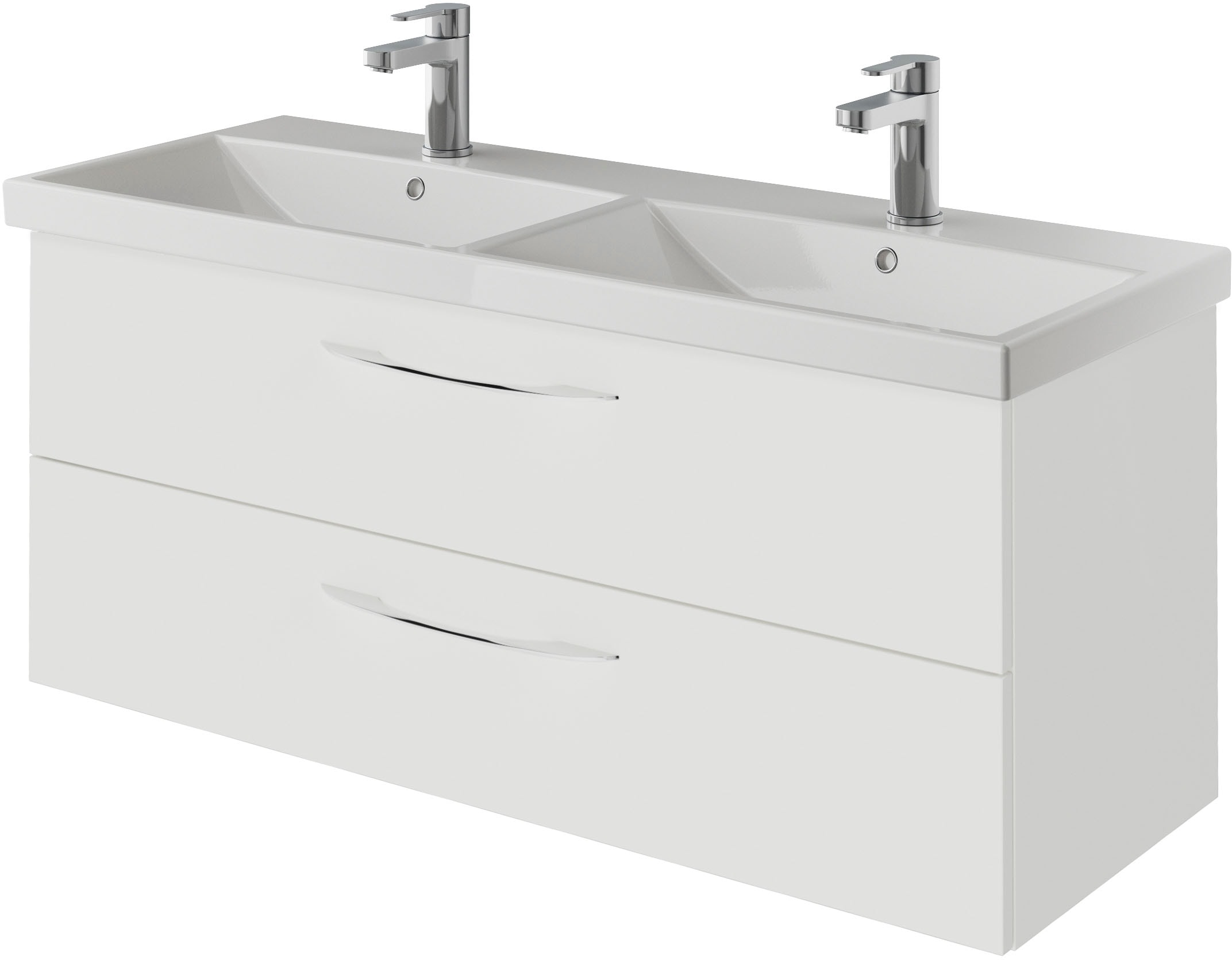 Saphir Badmöbel-Set »Serie 4035 2-teilig, Keramik-Doppelwaschtisch mit LED-Spiegel«, (Set), Doppel-Waschplatz inkl Türdämpfer, 120 cm breit, 2 Schubladen