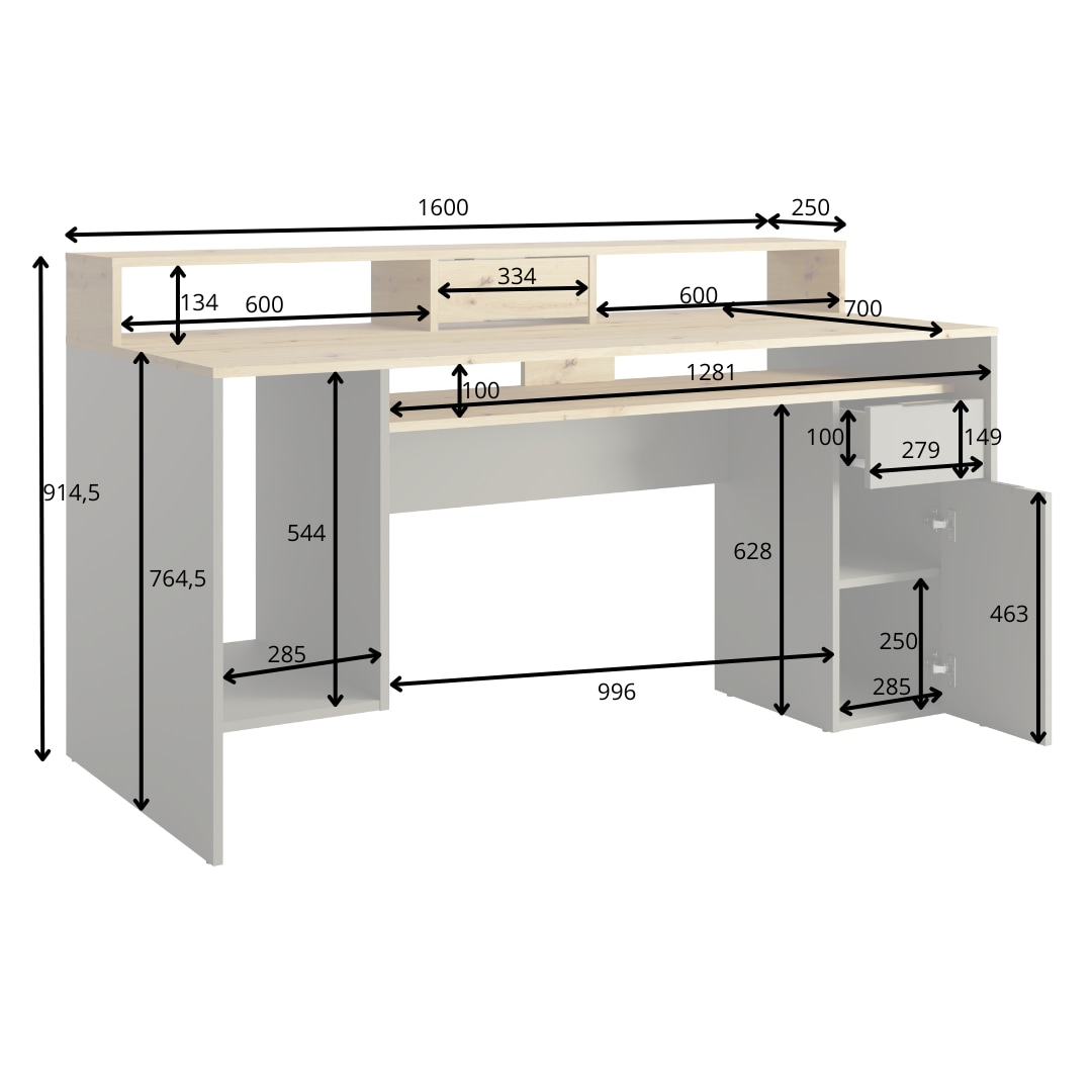 OTTO home Schreibtisch »Peoria Computertisch mit Monitoraufsatz & Towerfach, viel Stauraum« Büroschreibtisch, Gamingtisch mit Schublade, modern, Breite 160 cm