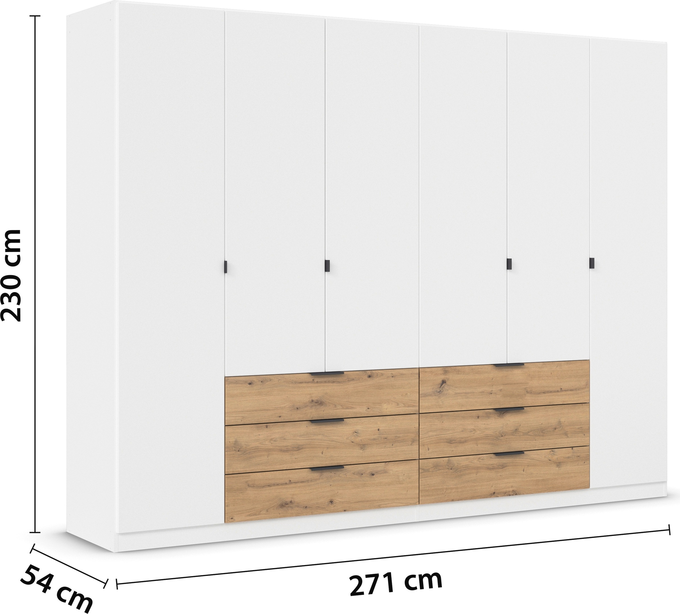 rauch Drehtürenschrank »Kleiderschrank Schrank Garderobe Schlafzimmerschrank DAVOA«, mit farblich abgesetzten Schubkästen in Eiche Artisan MADE IN GERMANY