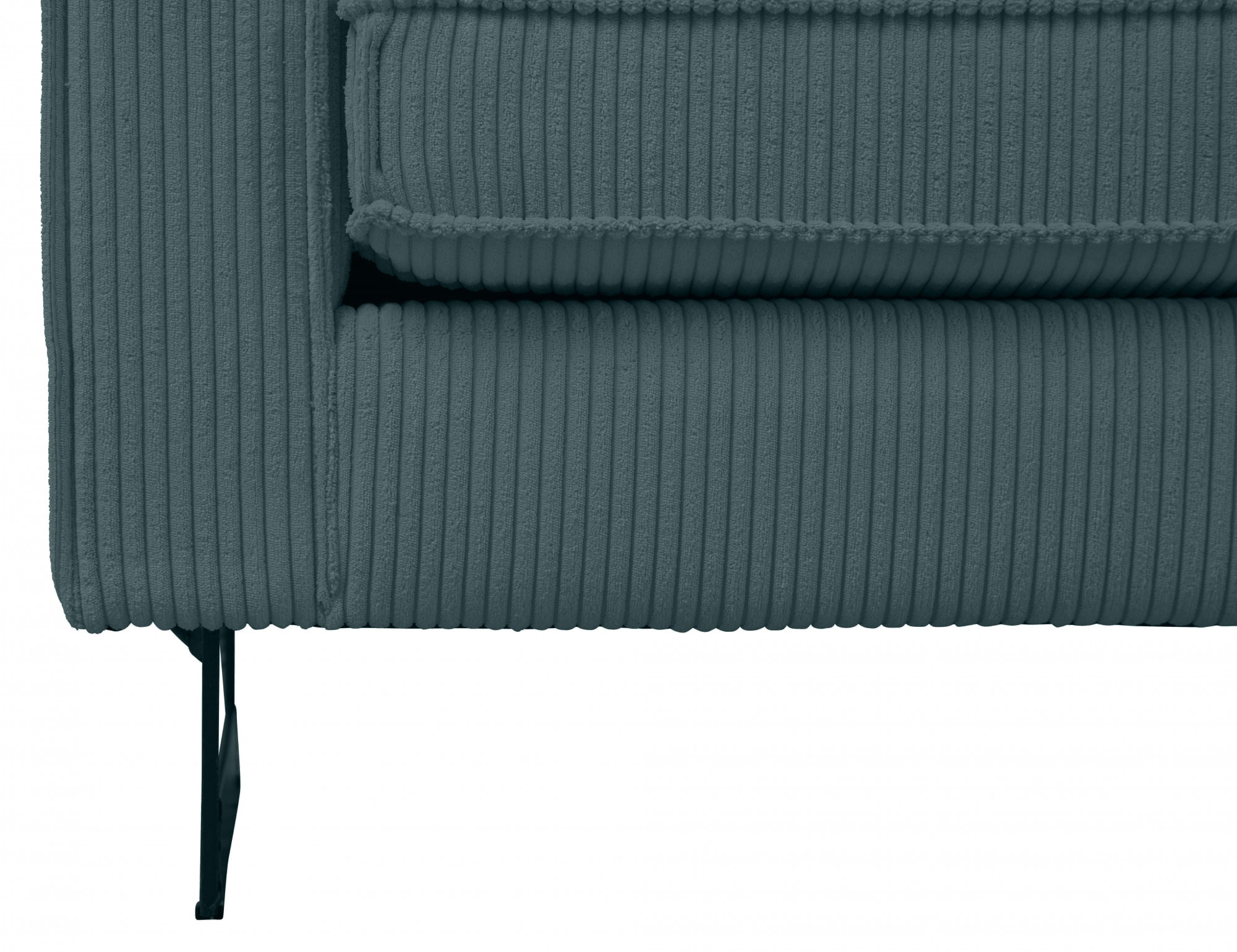 Places of Style Ecksofa »Pinto, 290 cm, Cord, Chenille, Lederoptik, Ottomane links / rechts«, mit Keder, schwarze Metallfüße, Wellenunterfederung