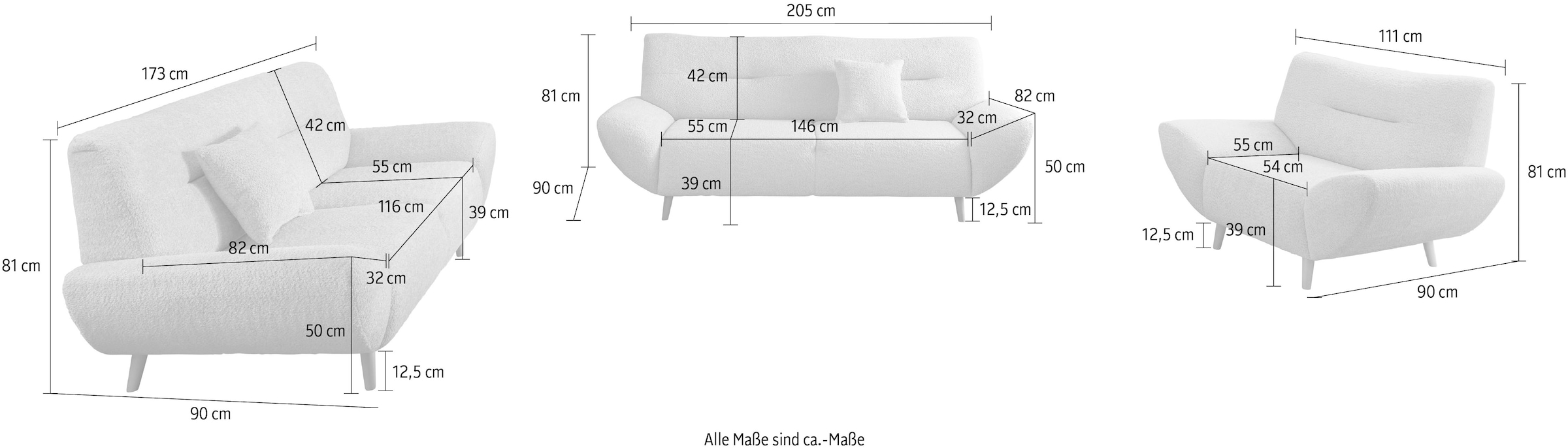 Home affaire Polstergarnitur »DRAGO« 3 tlg. tlg.
