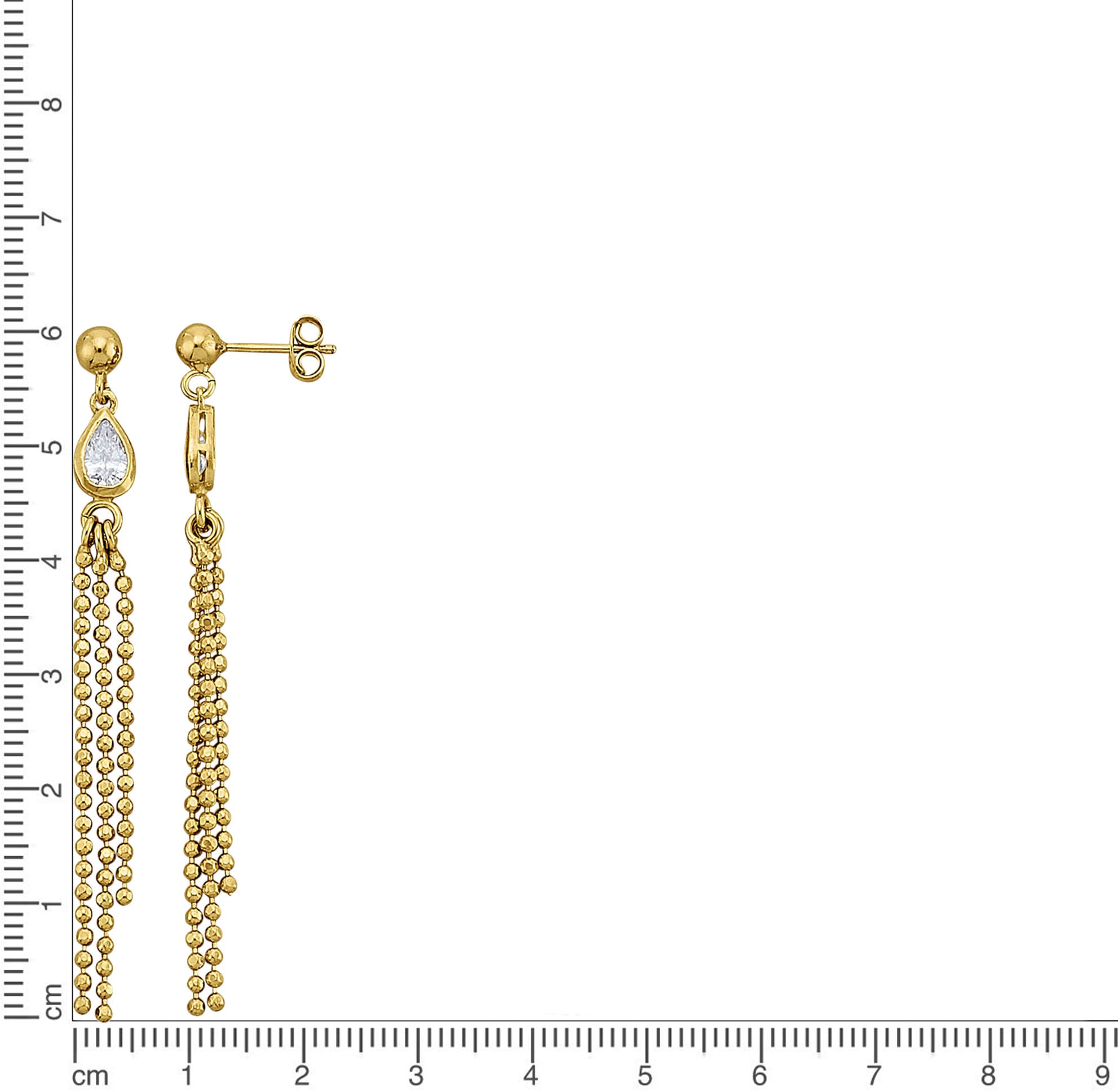 Firetti Paar Ohrhänger »Schmuck Geschenk Silber 925 Ohrschmuck Ohrringe Tropfen Kugelkette«, mit Zirkonia (synth.)