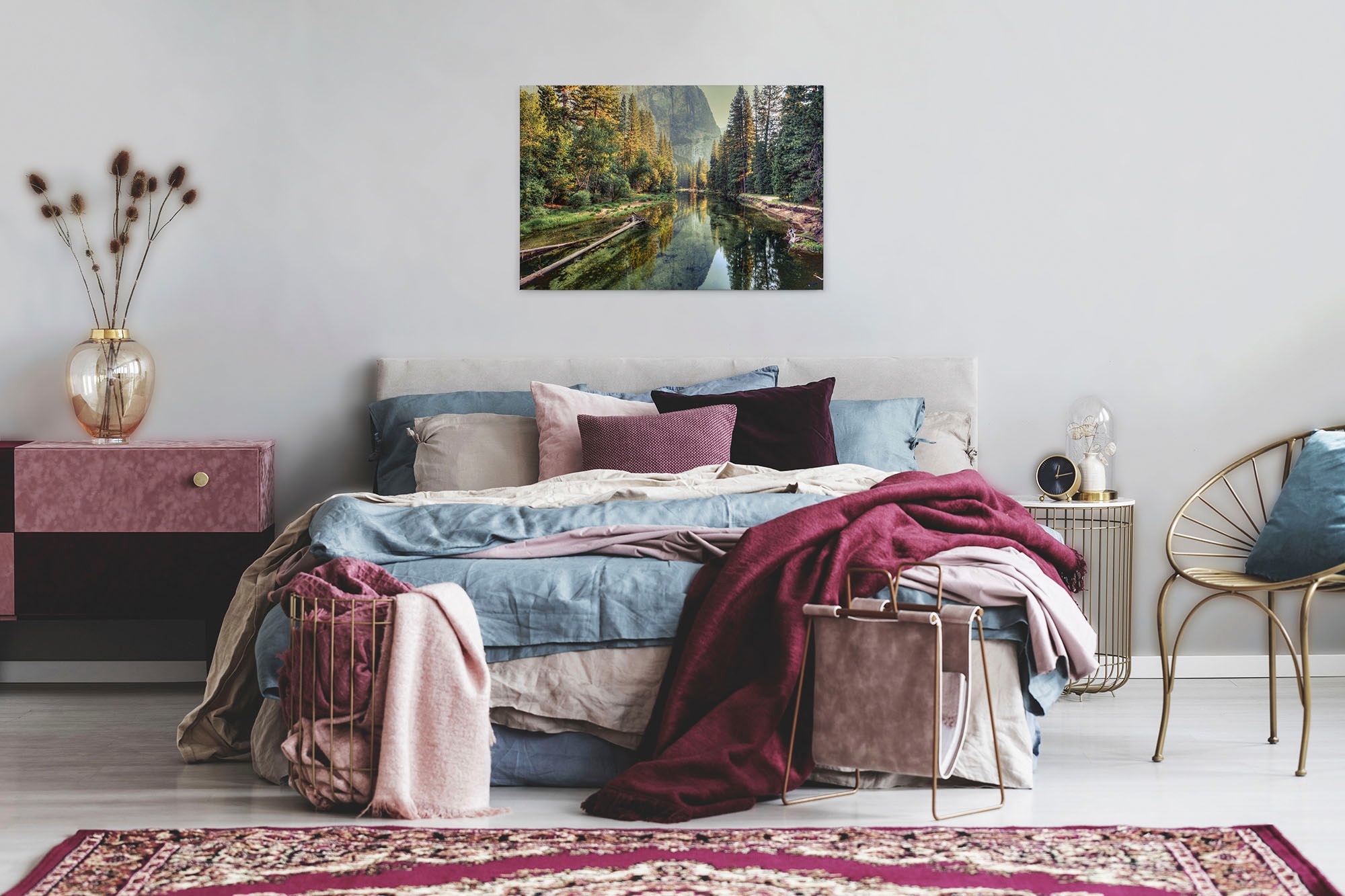 A.S. Création Leinwandbild »Mountain River«, Kunst-Landschaft-Kinder, (1 St.), Bild Keilrahmen See Landschaft Leinwand-Bild Wohnzimmer modern Kinder