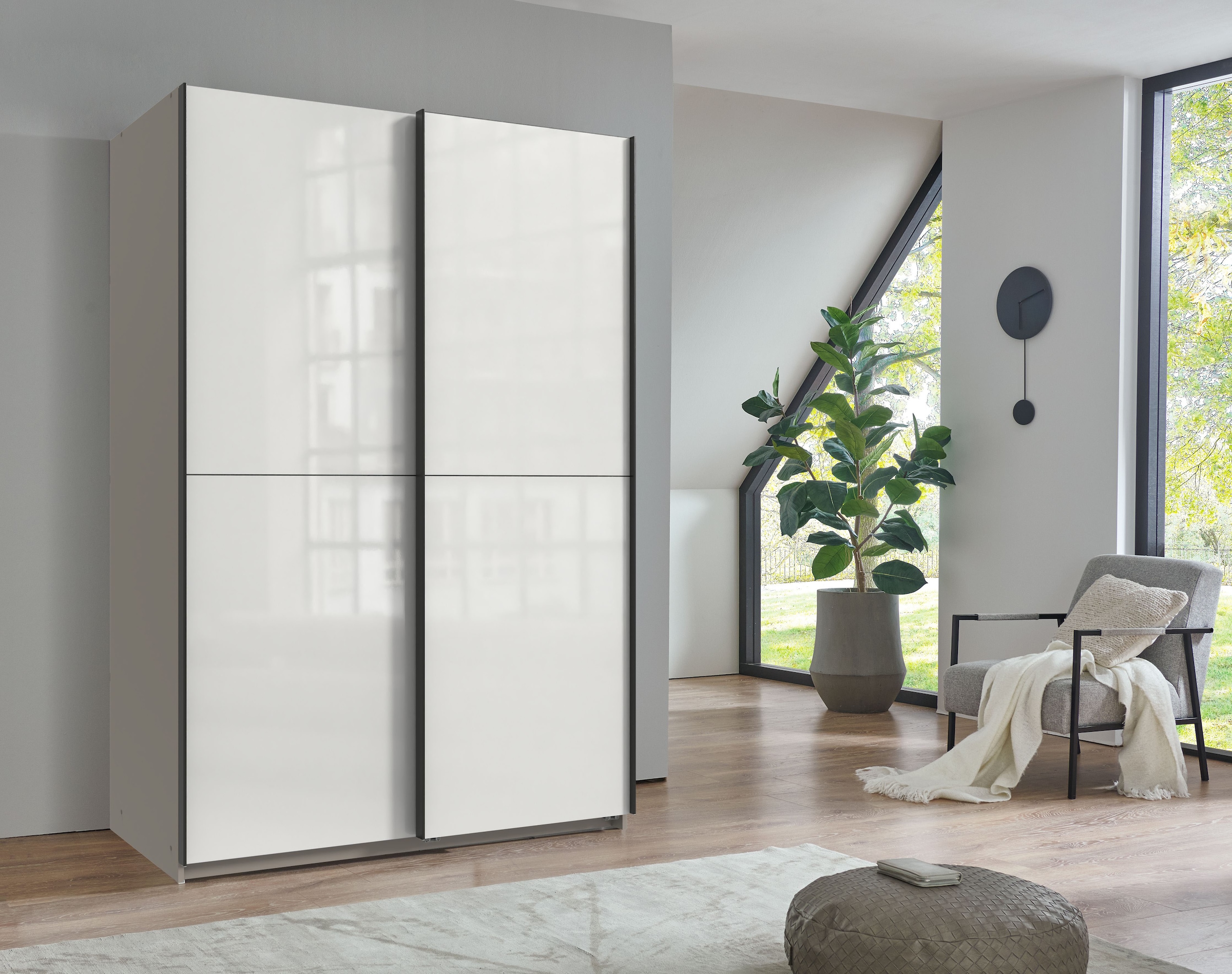 Wimex Kleiderschrank »Mugano, B/T/H 135 oder 180/65/198cm, Made in Germany«, (wähle Deine Ausstattung: Basic oder Premium!), 2 Schwebetüren mit oder ohne Spiegel, Metallgriffe
