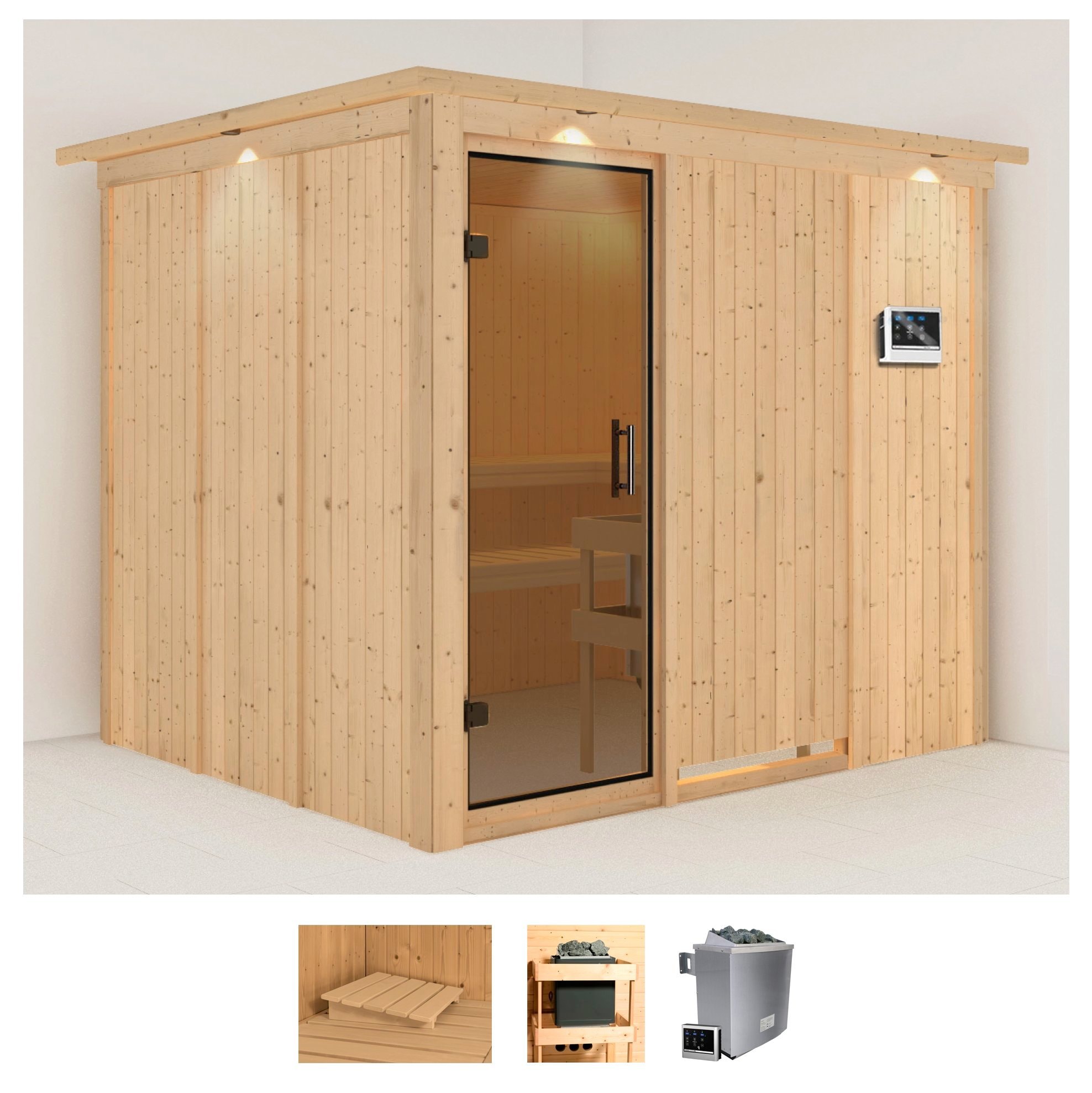 Karibu Sauna »Gitte« Set, 9-kW-Ofen mit externer Steuerung günstig online kaufen