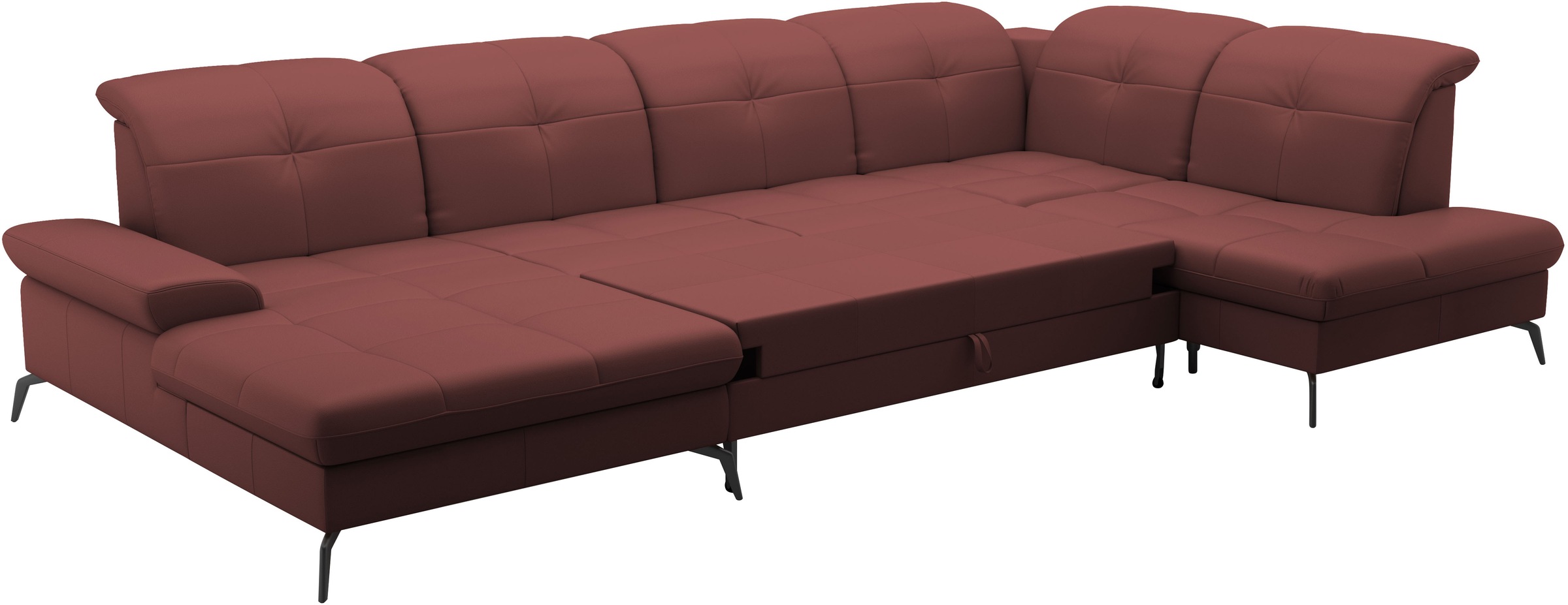 sit&more Wohnlandschaft »Amica, U-Form, inkl. Sitztiefenverstellung und Armteilverstellung«, wahlweise mit Kopfteilverstellung, Bettfunktion und Bettkasten