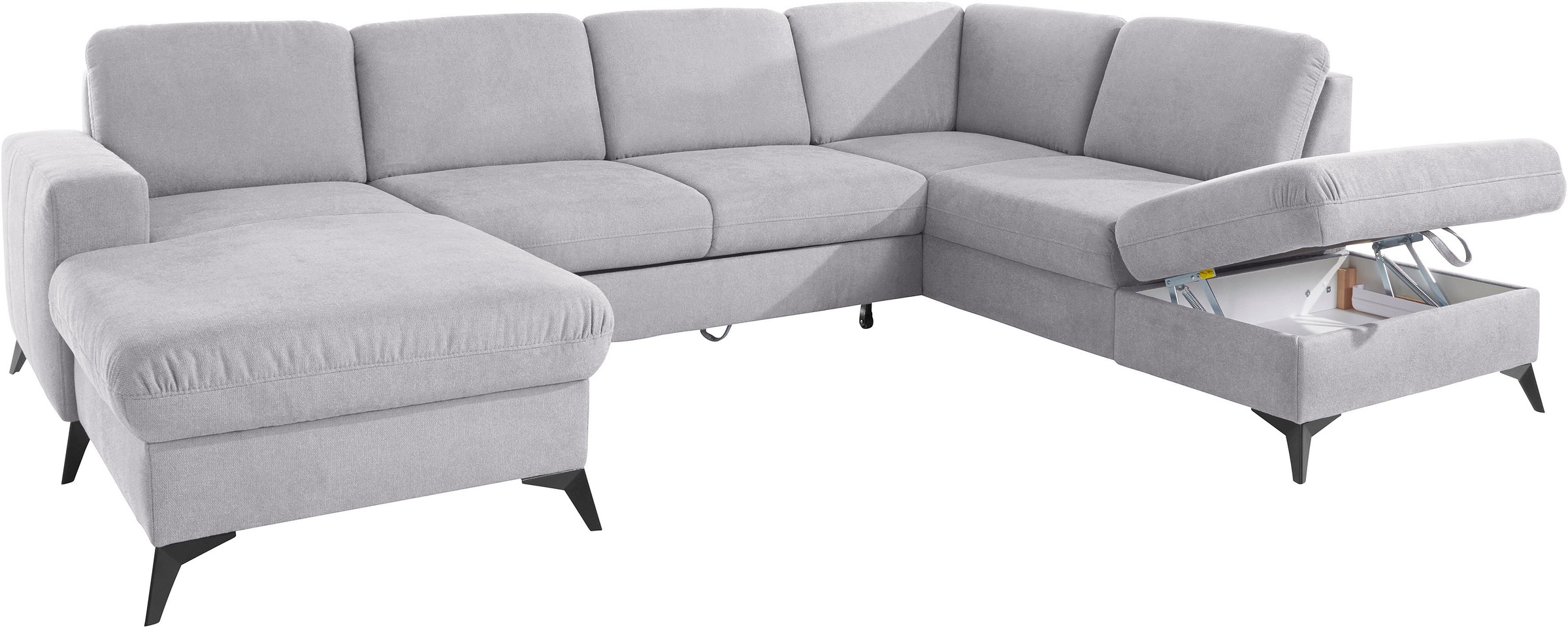 Places of Style Wohnlandschaft »Lolland U-Form«, Wahlweise mit Bettfunktion und Stauraum, auch mit abwischbarem Bezug