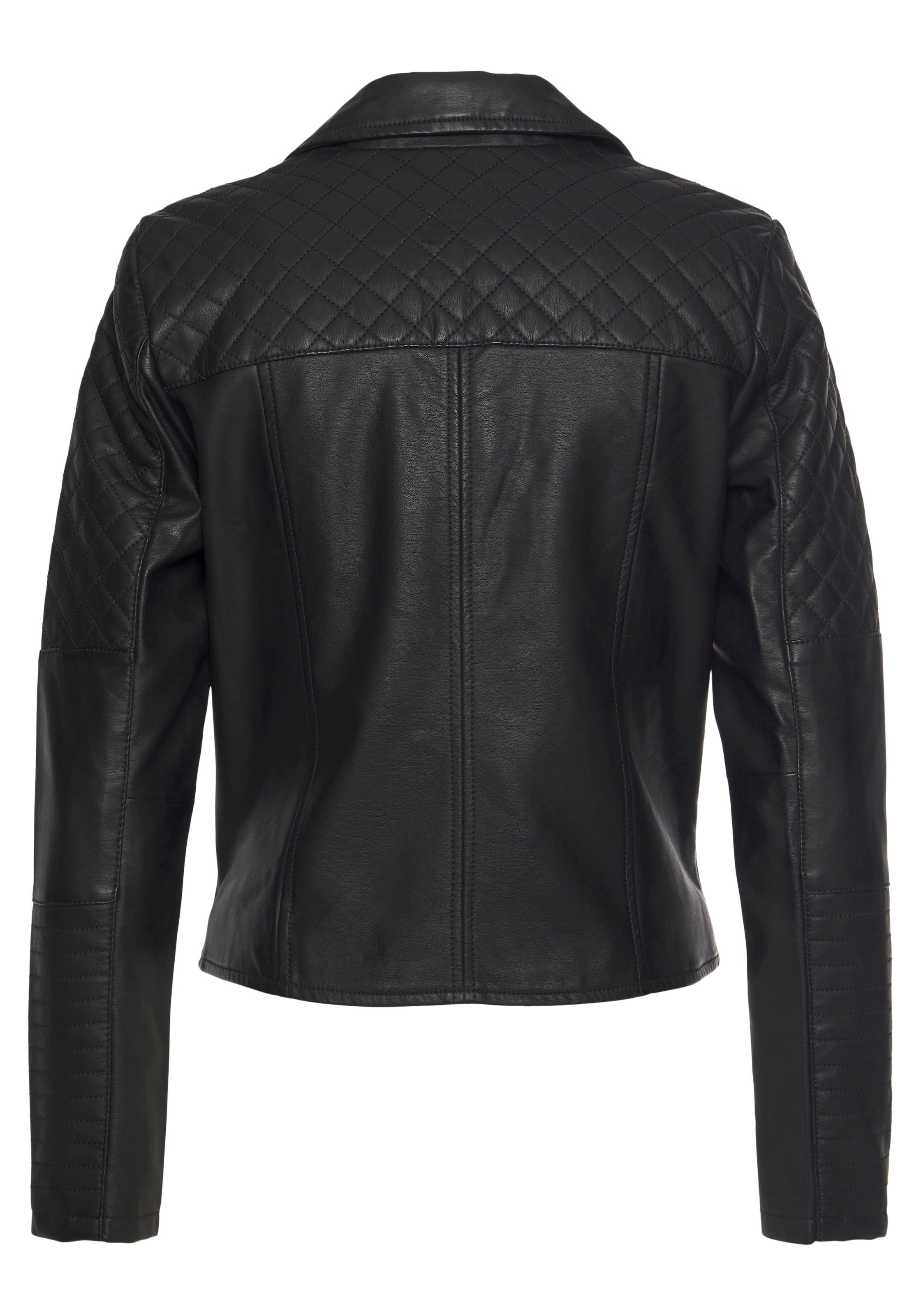 LASCANA Lederimitatjacke mit Bikerdetails, kurze Bikerjacke, figurbetont