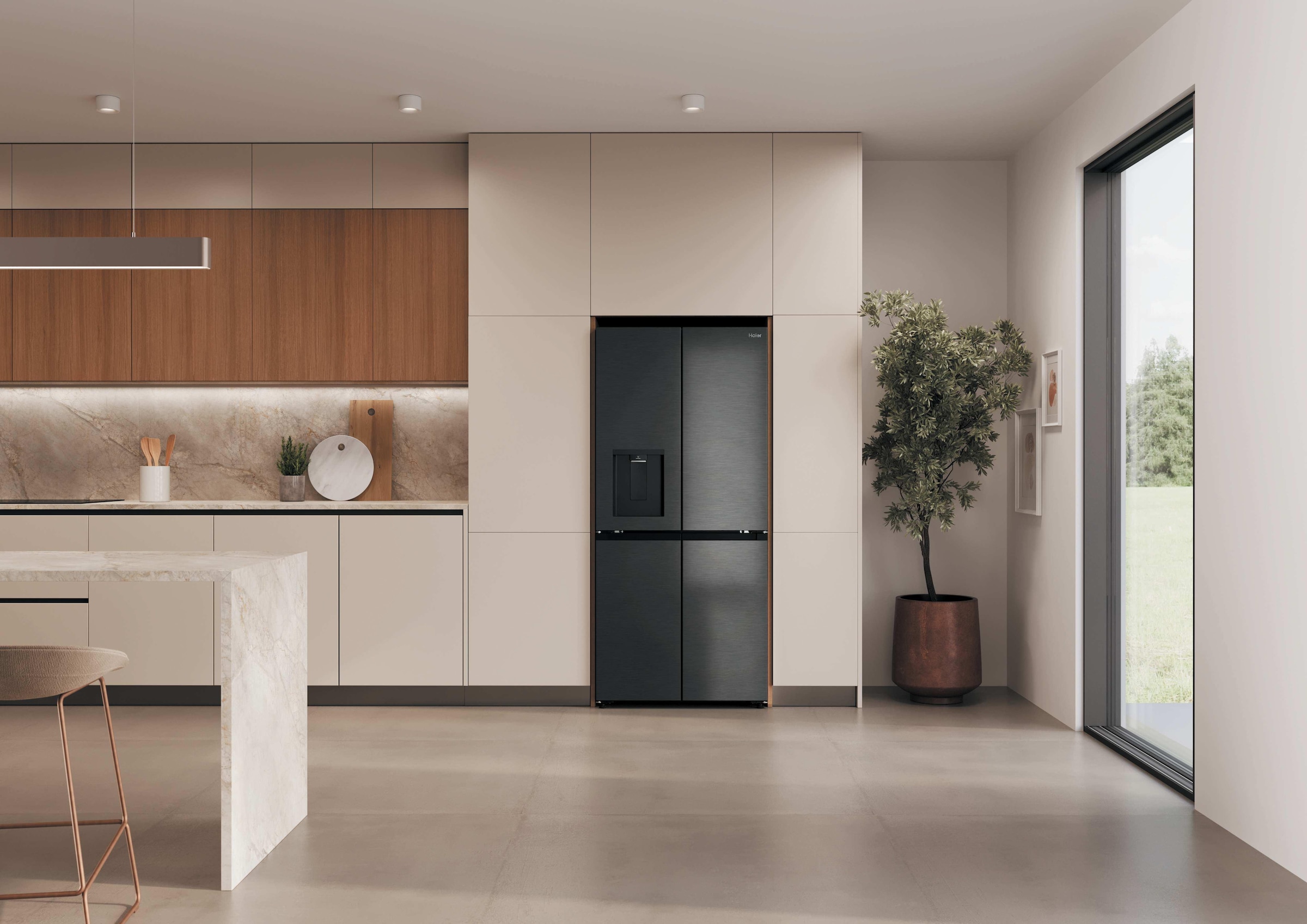 Haier Multi Door Cube 83 »HCR58S18CWMB« 185 cm hoch 83 cm breit Wasserdispenser mit Tank