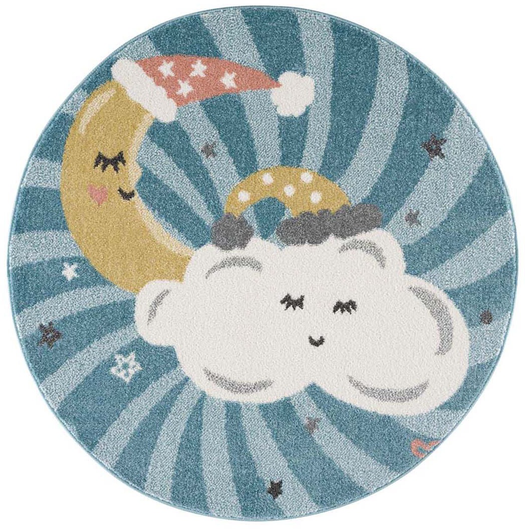 Carpet City Kinderteppich »Anime9380«, rund, 11 mm Höhe, Teppich Mond, Wolk günstig online kaufen