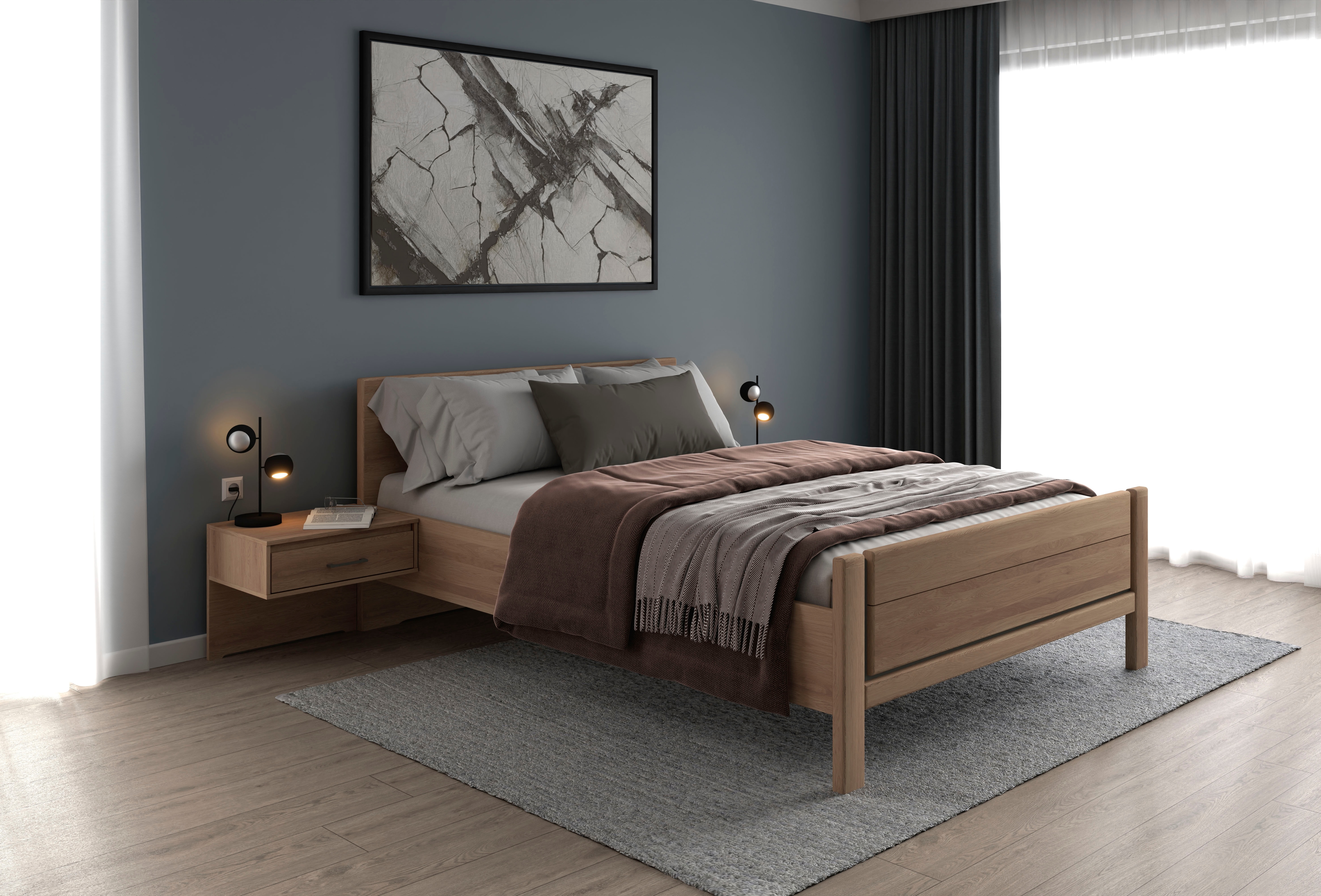 Musterring Holzbett »Sorrent, Bettgestell, Bettrahmen, teilmassiv Eiche« MA günstig online kaufen