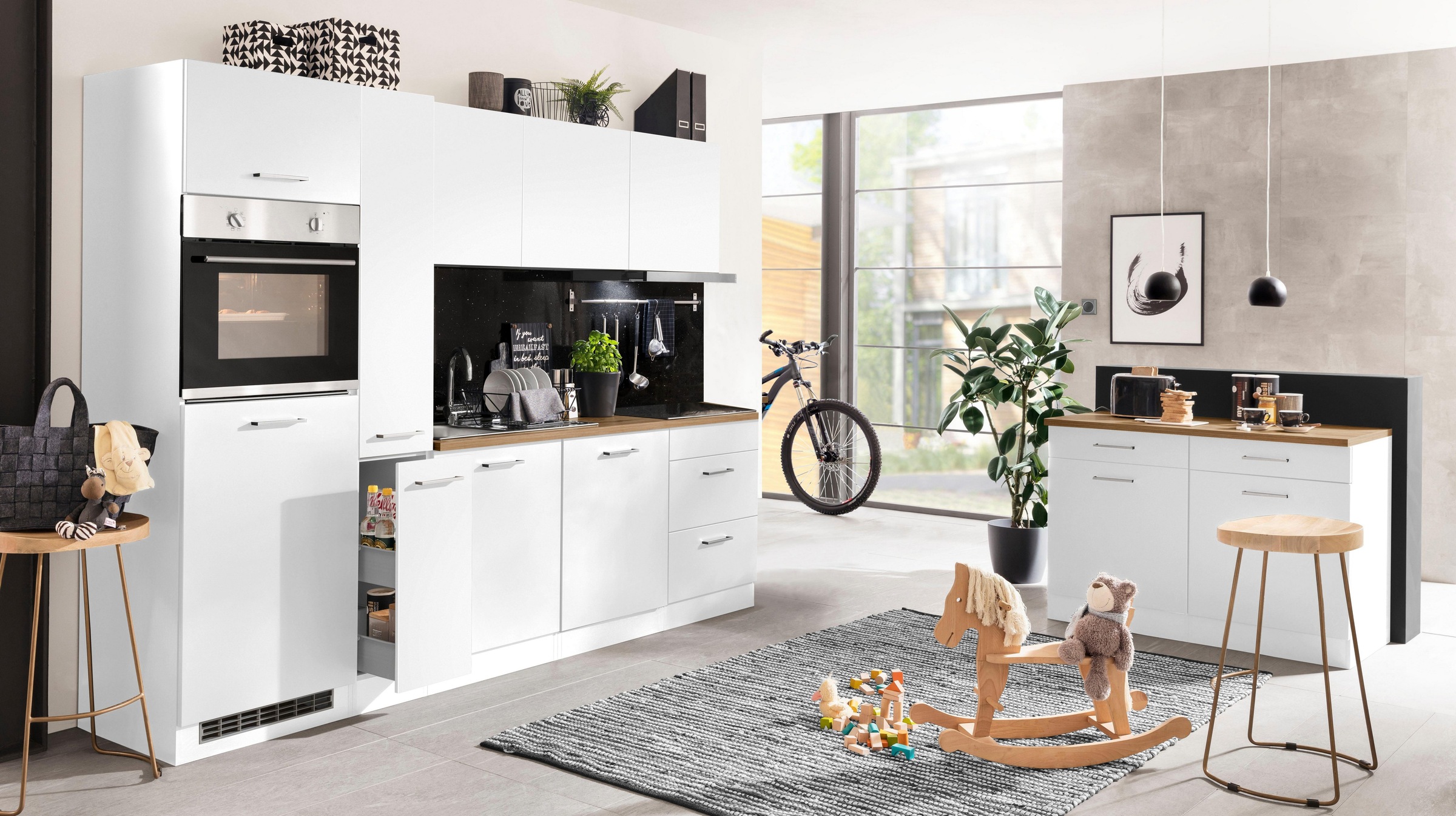 KOCHSTATION Küchenzeile »KS-Kehl«, mit E-Geräten, Breite 270 cm, inkl. Kühlschrank