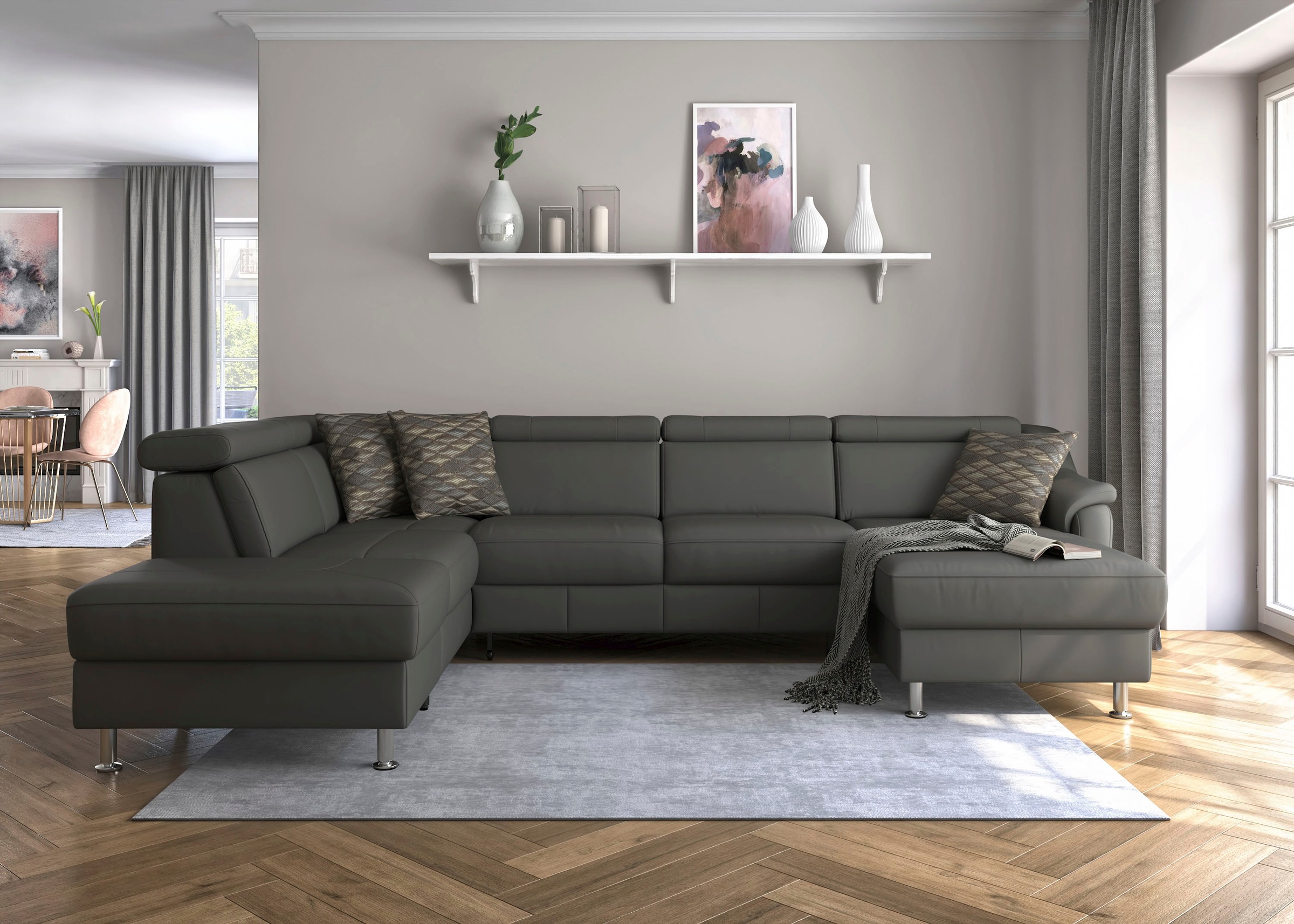 sit&more Wohnlandschaft »Freetown U-Form« Kopfteilverstellung und Federkern günstig online kaufen