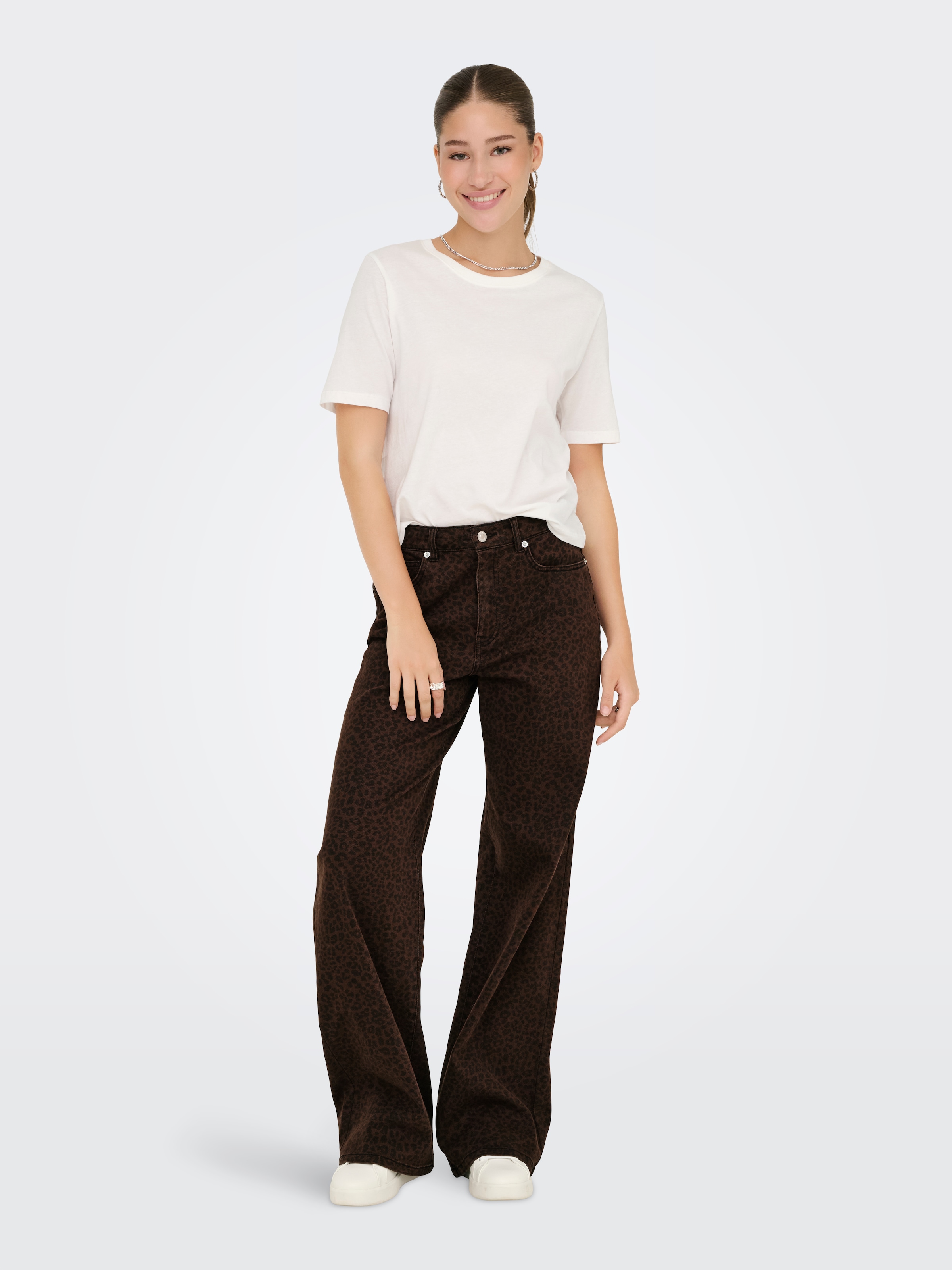 ONLY High-waist-Jeans »ONLMADISON HW WIDE ANIMAL PANT CC PNT« Baumwollmischung