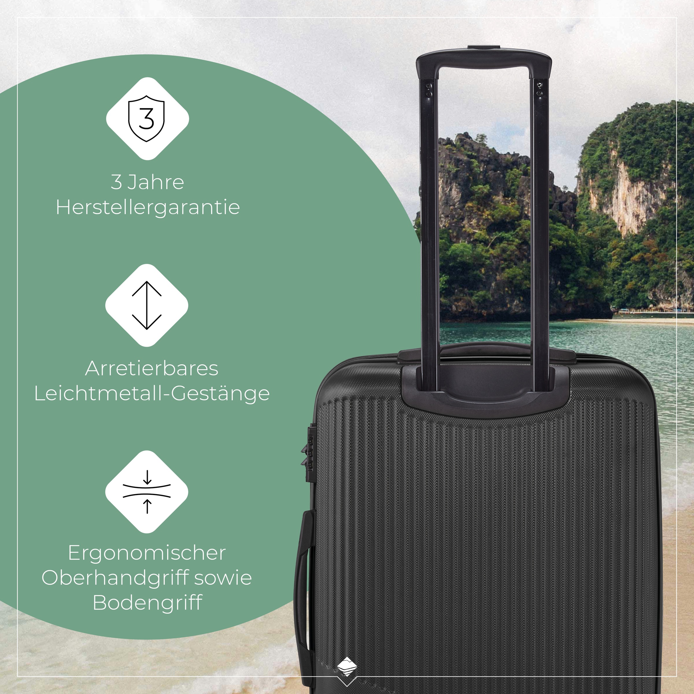 travelite Trolleyset »BALI 4w L/M/S«, (Set, 3 tlg., Hartschalen Trolley Set), Kofferset Reisegepäck Reisekoffer Hartschallenkoffer TSA Schloss