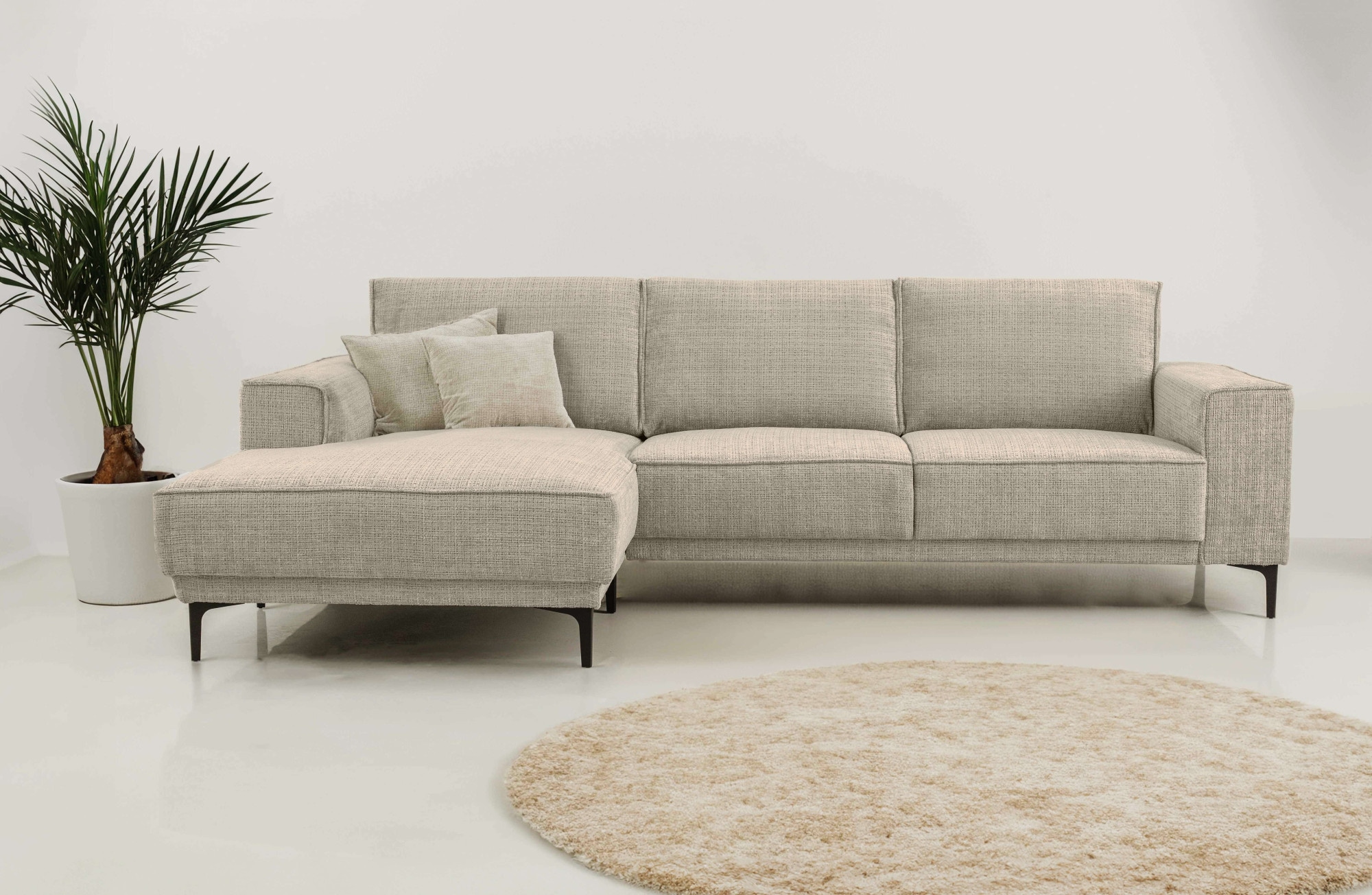 PLACES OF STYLE Ecksofa »Polsterecke Oland, Struktur, Flachgewebe, Luxus-Mi günstig online kaufen