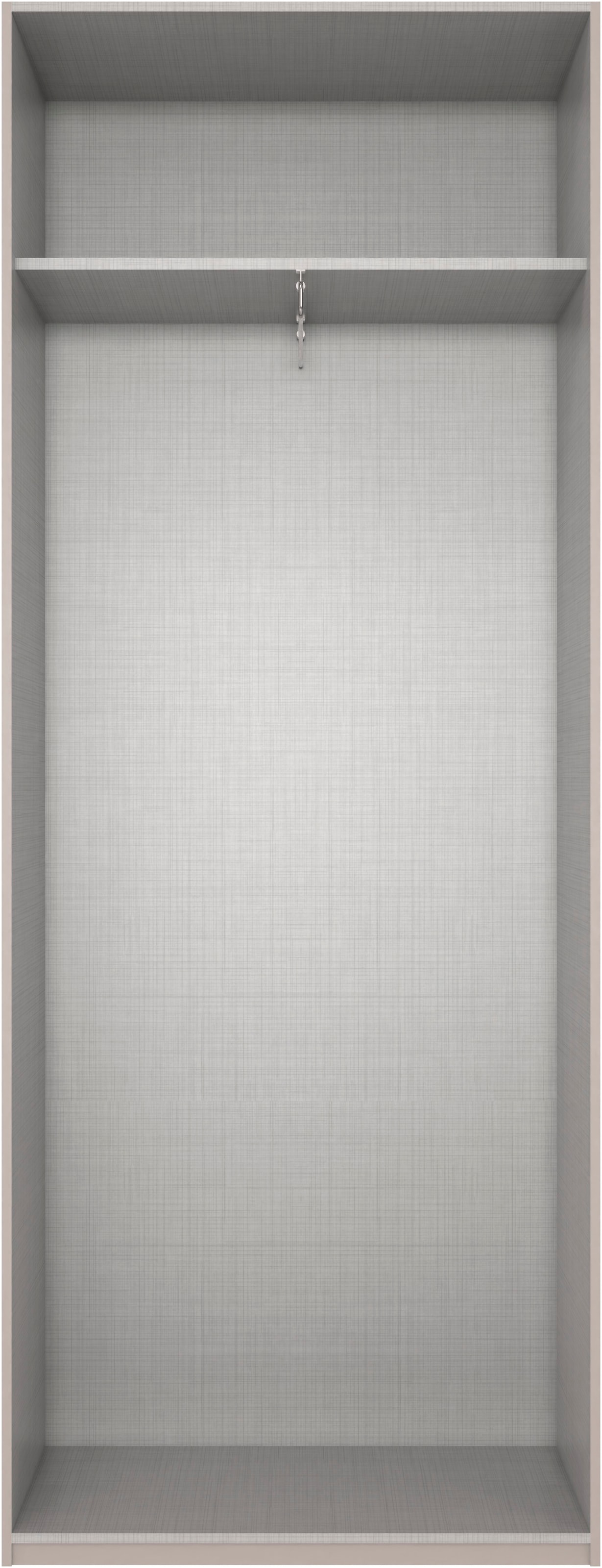 Wimex Kleiderschrank »Mugano, in 5 Breiten und 2 Höhen, Made in Germany«, (in Basic oder Premium Ausstattung mit 2 weiteren Einlegeböden), mit langen Griffstangen aus Metall, wahlweise mit oder ohne Spiegel