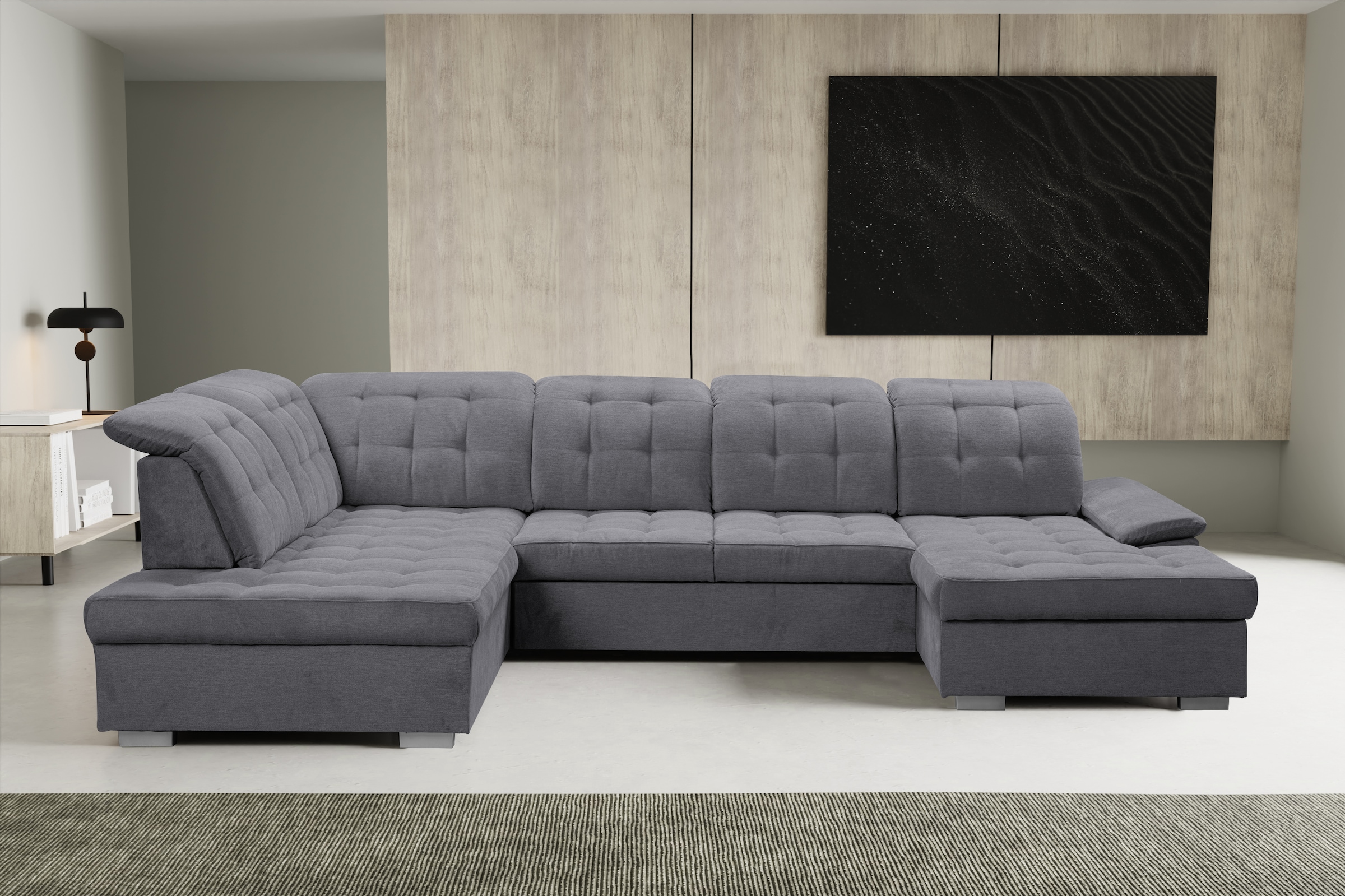WERK2 Wohnlandschaft »Kordula-New U-Form«, Sofa in U-Form mit Schlaffunktio günstig online kaufen