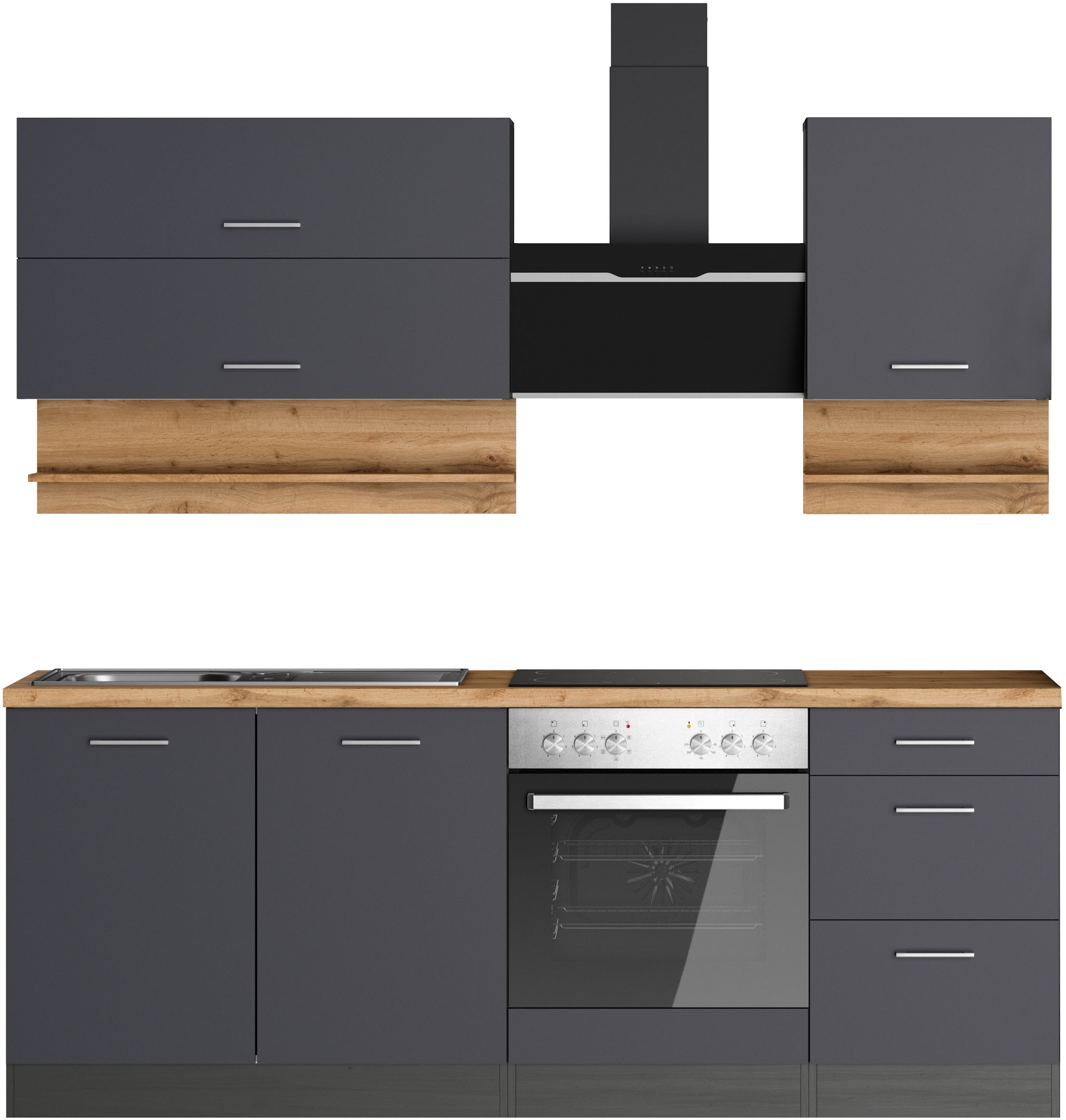 KOCHSTATION Küchenzeile »KS-Milan« 210 cm breit, robuste Metallauszüge, vie günstig online kaufen