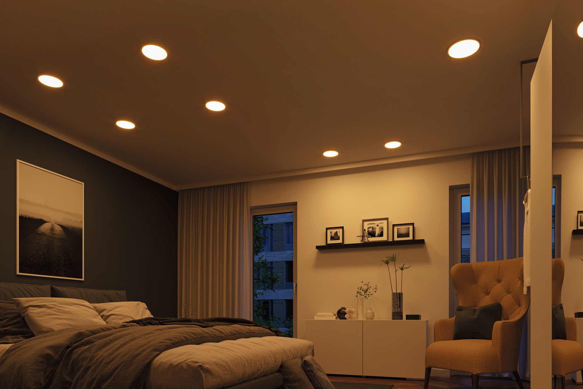 Paulmann LED Bad-Einbauleuchte »Areo«, Schutzart IP44, WarmDim-Stepschaltung, Ø 17,5 cm, inkl. LED Leuchtmittel