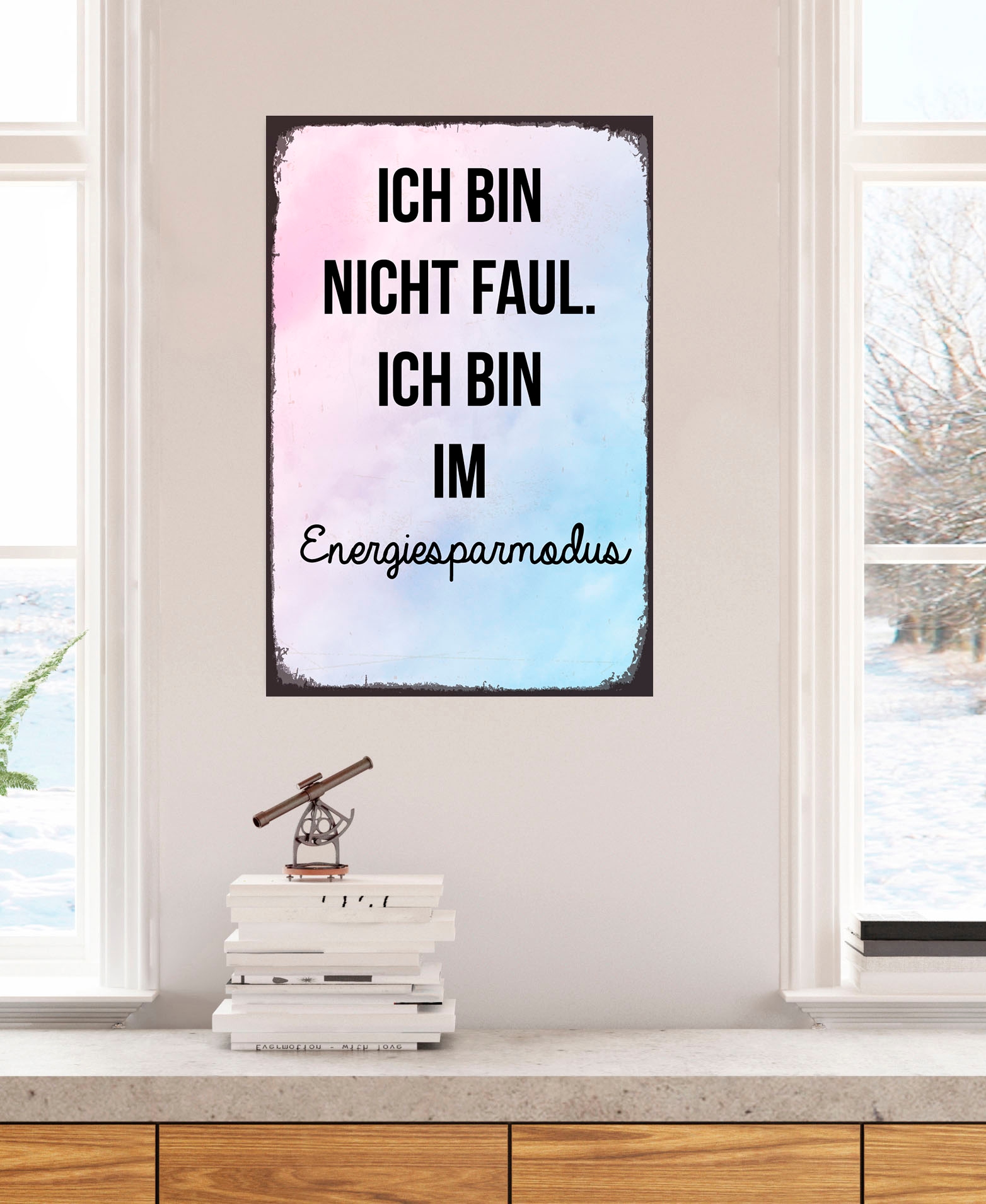 queence Metallbild »Energiesparmodus« Schriftzug   Schriftzüge 1 Stk. tlg. günstig online kaufen