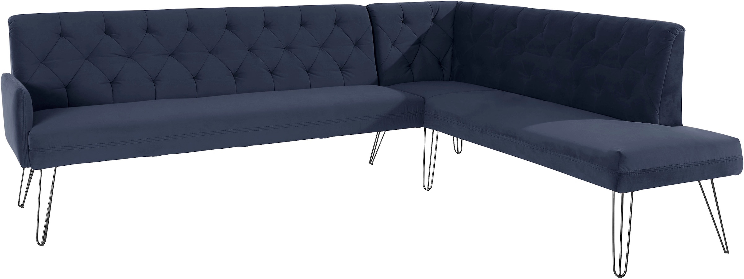 exxpo - sofa fashion Eckbank »Doppio, Chesterfield Optik, komfortabel und bequem, hohe Designfüße«, Frei im Raum stellbar