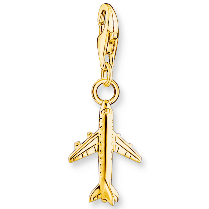 THOMAS SABO Charm-Einhänger »Flugzeug« gelbgoldfarben Vergoldeter Charm-Anhänger mit 3D-Flugzeugmotiv