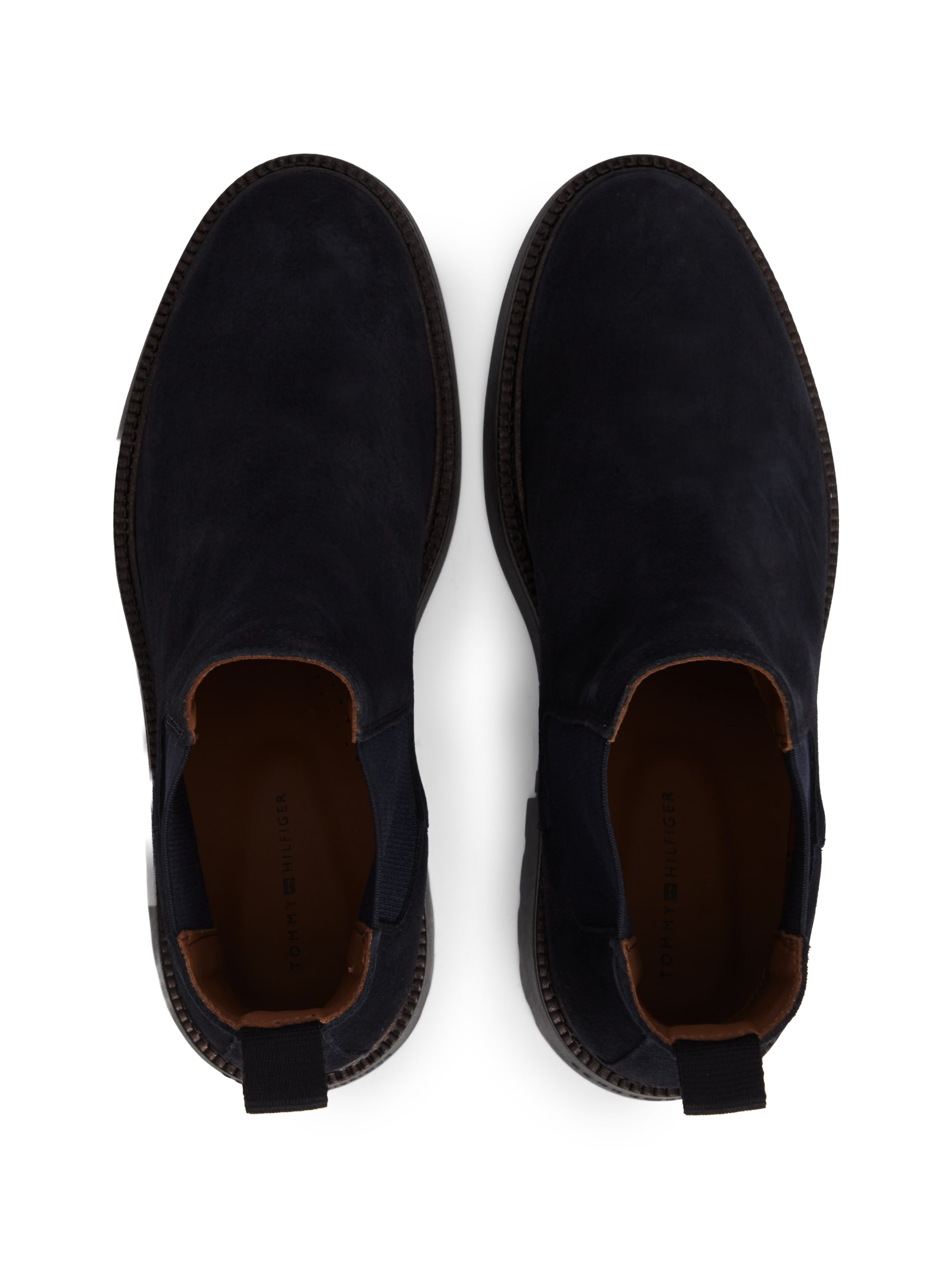Tommy Hilfiger Chelseaboots »CORPORATE CASUAL SUEDE CHELSEA«  Blockabsatz, Stiefelette mit praktischer Anziehlasche, schmale Form