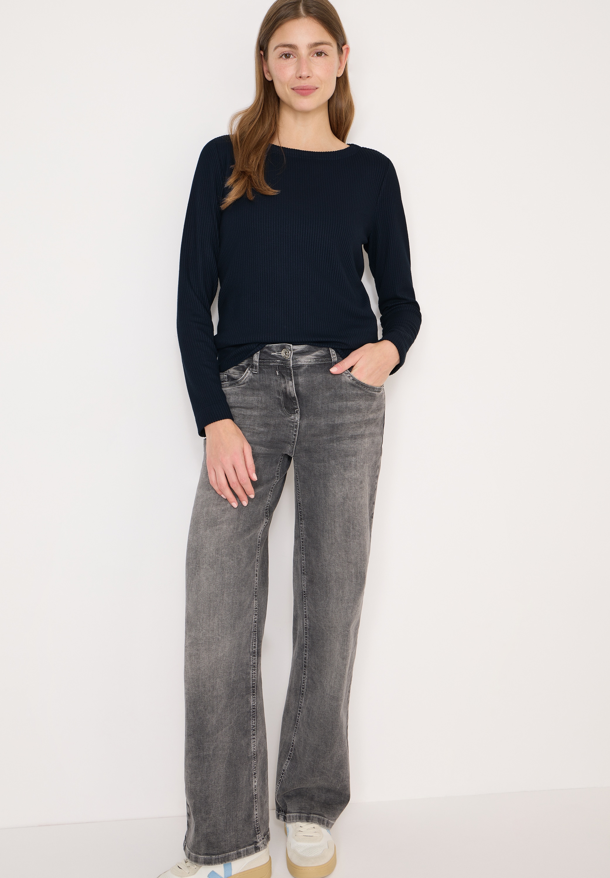 Cecil Langarmshirt mit vertikaler Struktur und Viskose