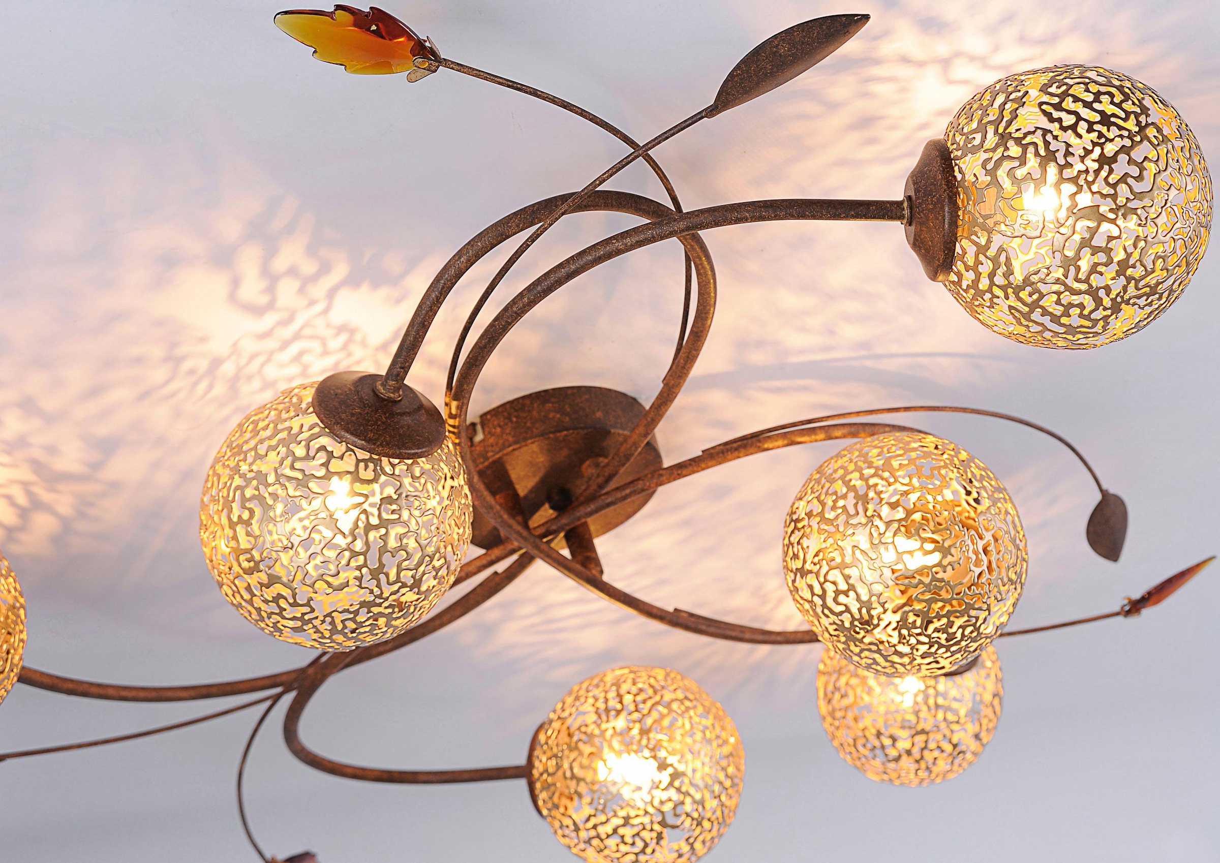 Paul Neuhaus Deckenleuchte »GRETA«, 6 flammig-flammig, mit goldfarbenen  Metallschirmen, ohne Leuchtmittel online bestellen